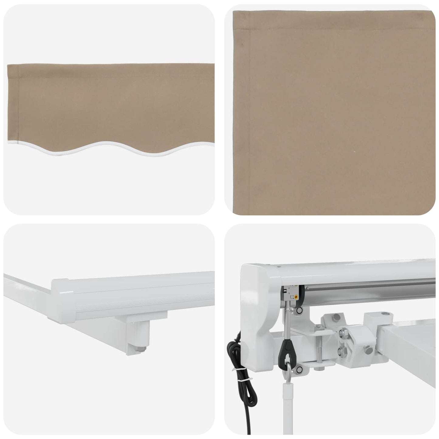 Elektrische ausziehbare Markise Beige und Weiß 5 x 3 m