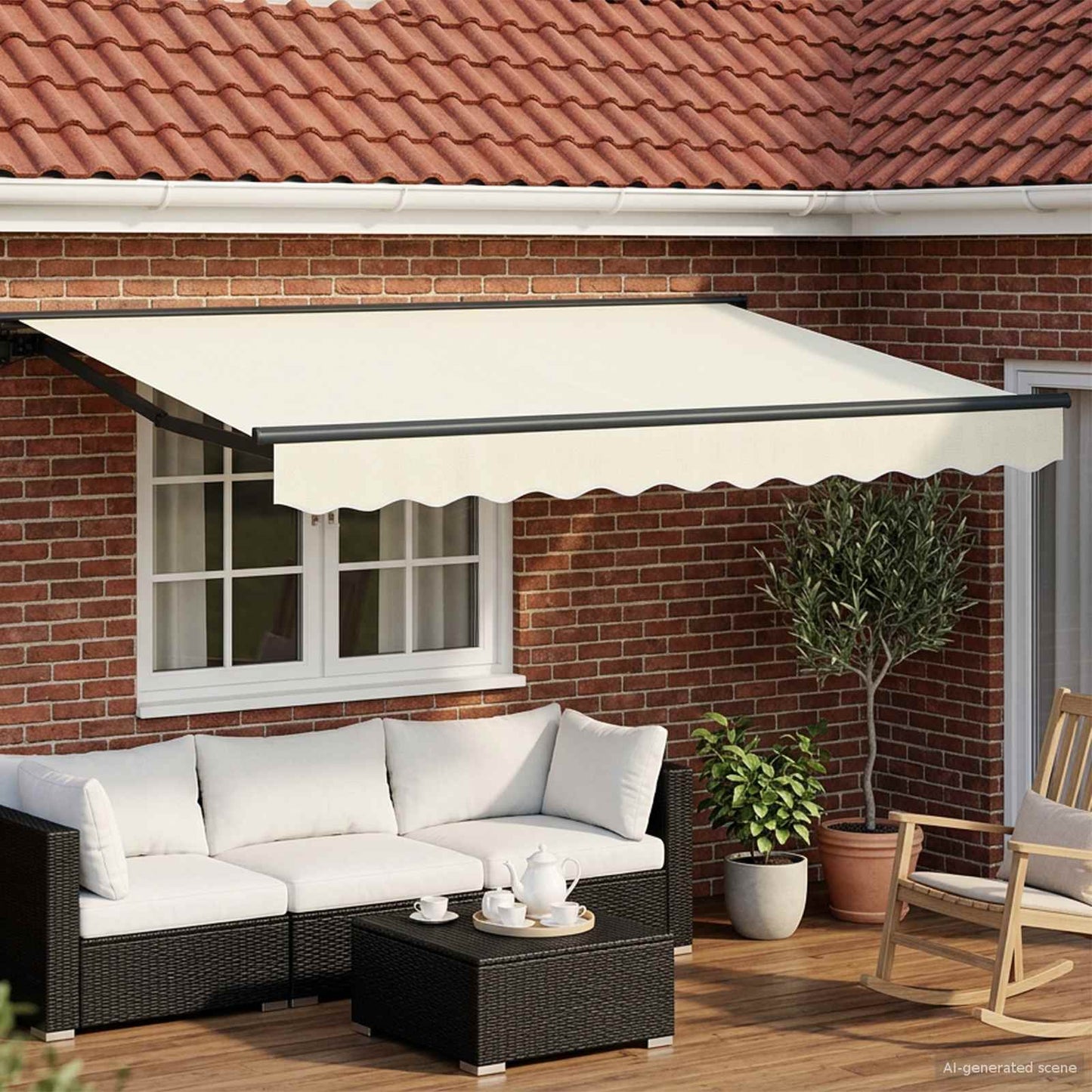 Elektrische ausziehbare Markise Creme und Anthrazit 2,5 x 2 m