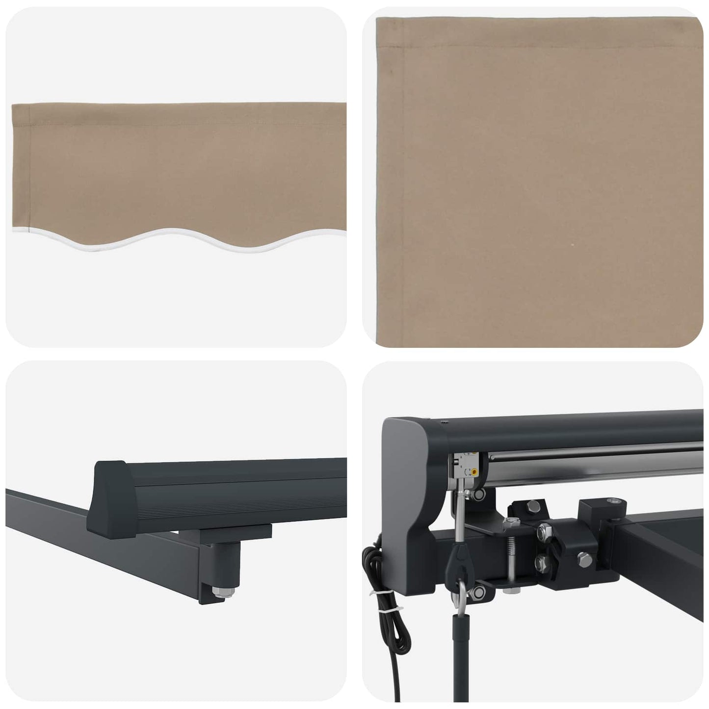 Elektrische ausziehbare Markise Beige und Anthrazit 2,5 x 2 m