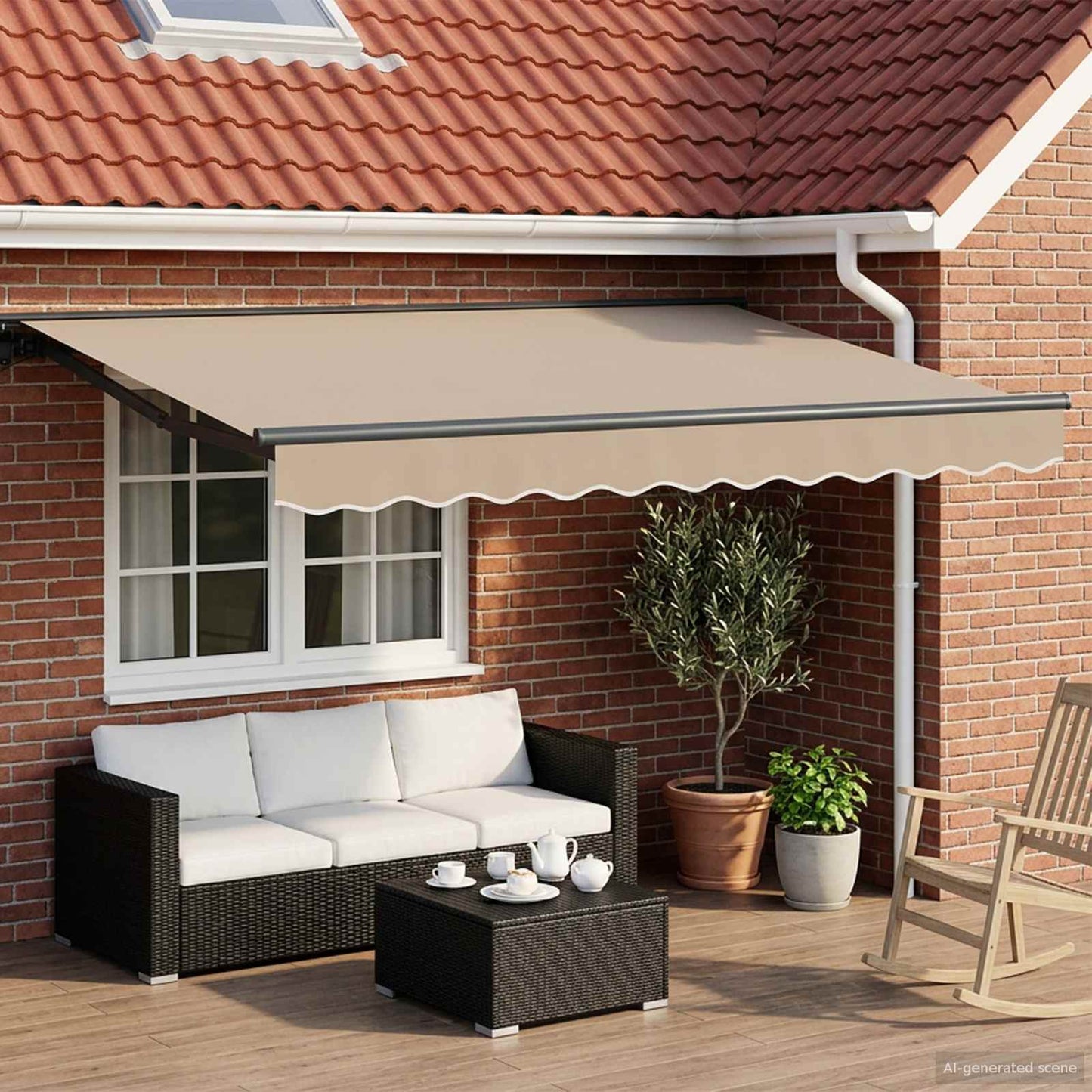 Elektrische ausziehbare Markise Beige und Anthrazit 2,5 x 2 m