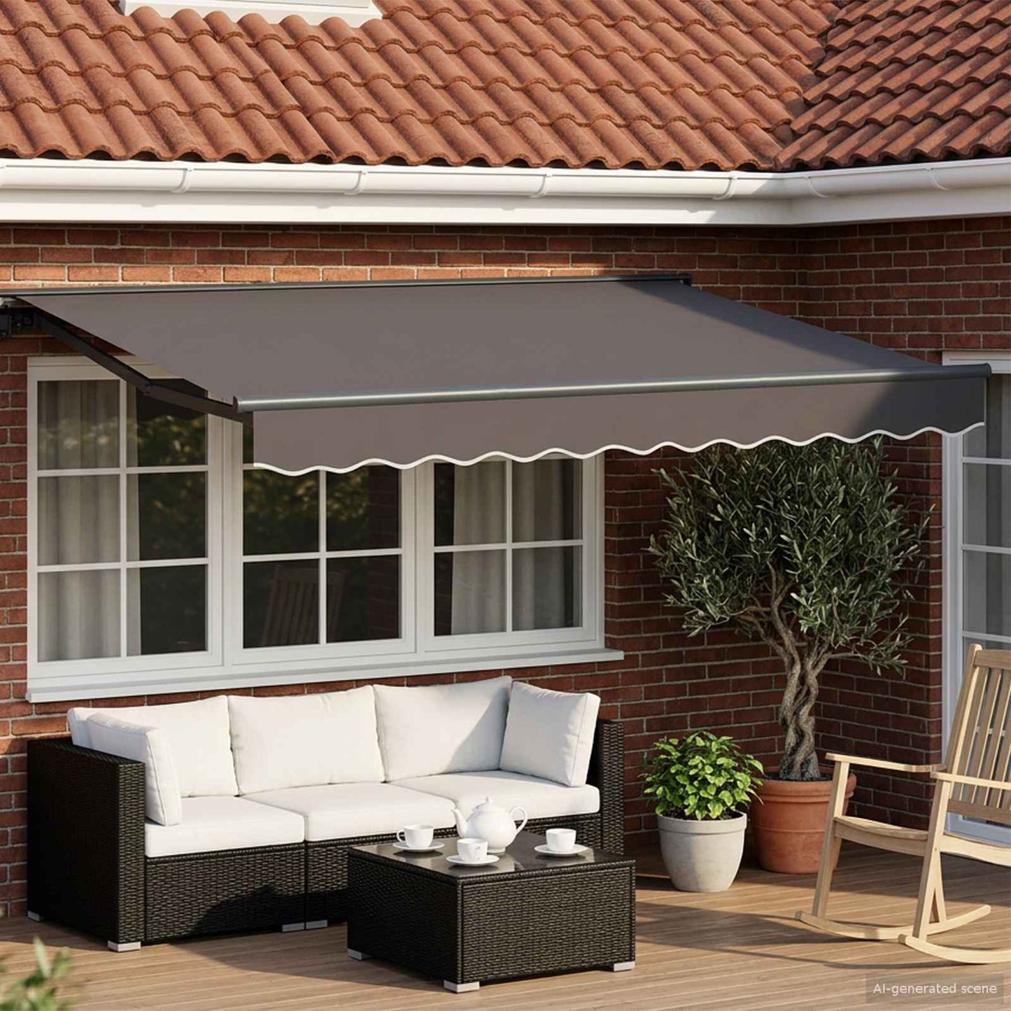 Elektrische ausziehbare Markise Anthrazit und Grau 3,5 x 2,5 m