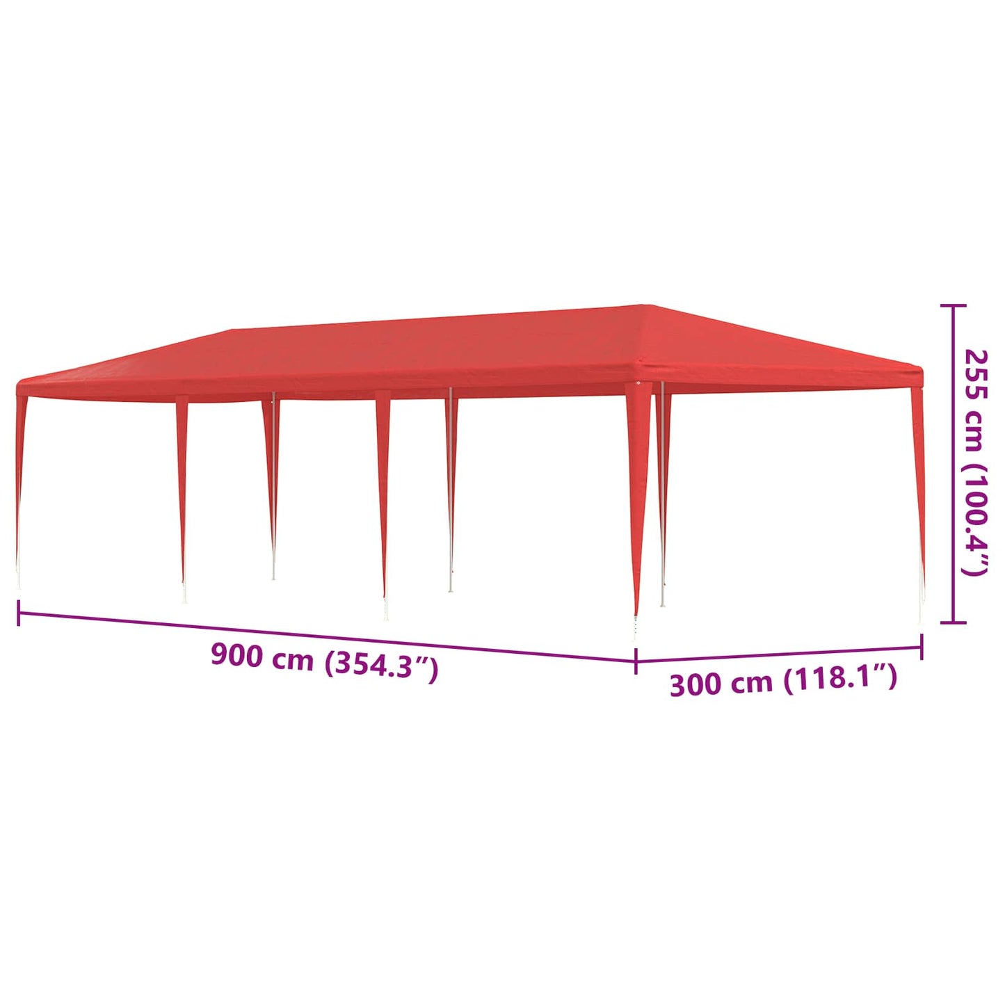 Partyzelt Rot 900 x 300 x 255 cm PE und Stahl