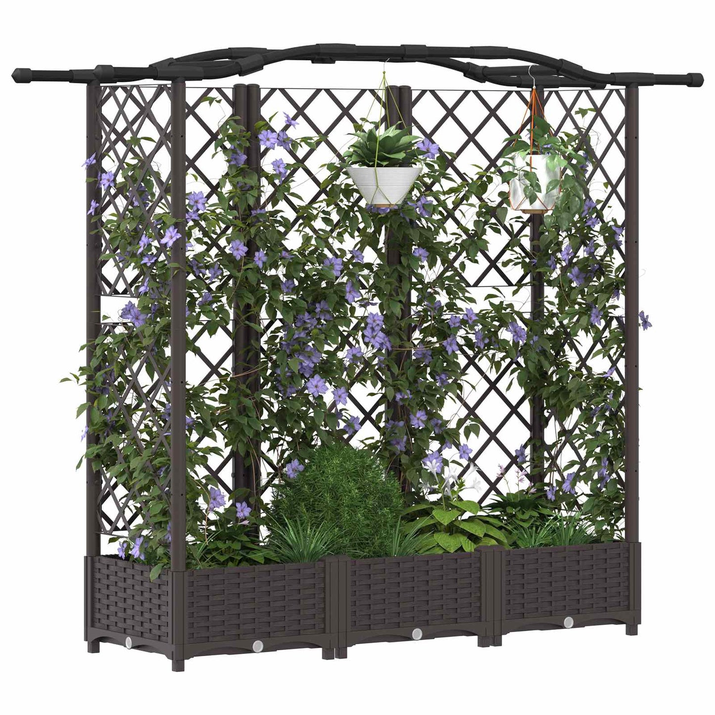 Hochbeet mit Rankgitter und Dach Braun 163 x 40 x 126 cm PP