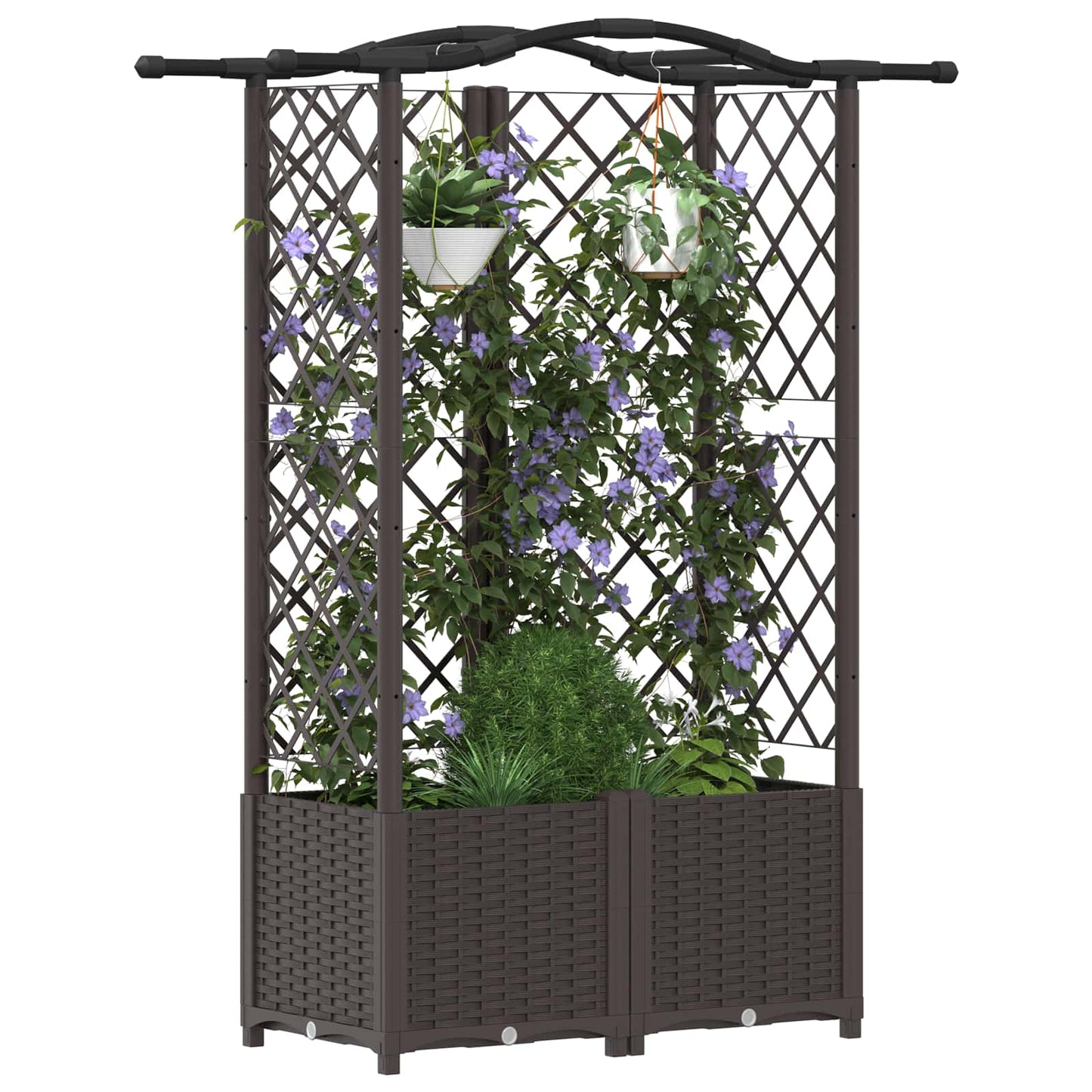 Hochbeet mit Rankgitter und Dach Braun 122 x 40 x 141 cm PP