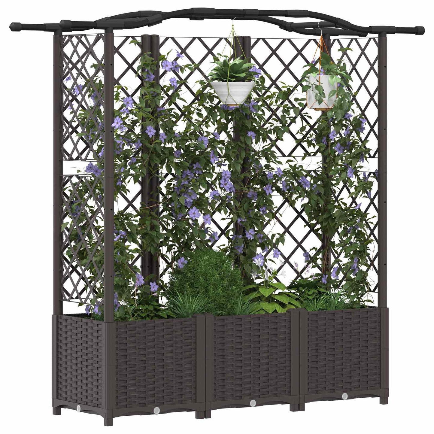 Hochbeet mit Rankgitter und Dach Braun 163 x 40 x 141 cm PP
