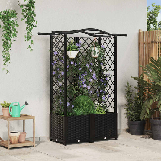 Hochbeet mit Rankgitter und Dach Schwarz 122 x 40 x 141 cm PP
