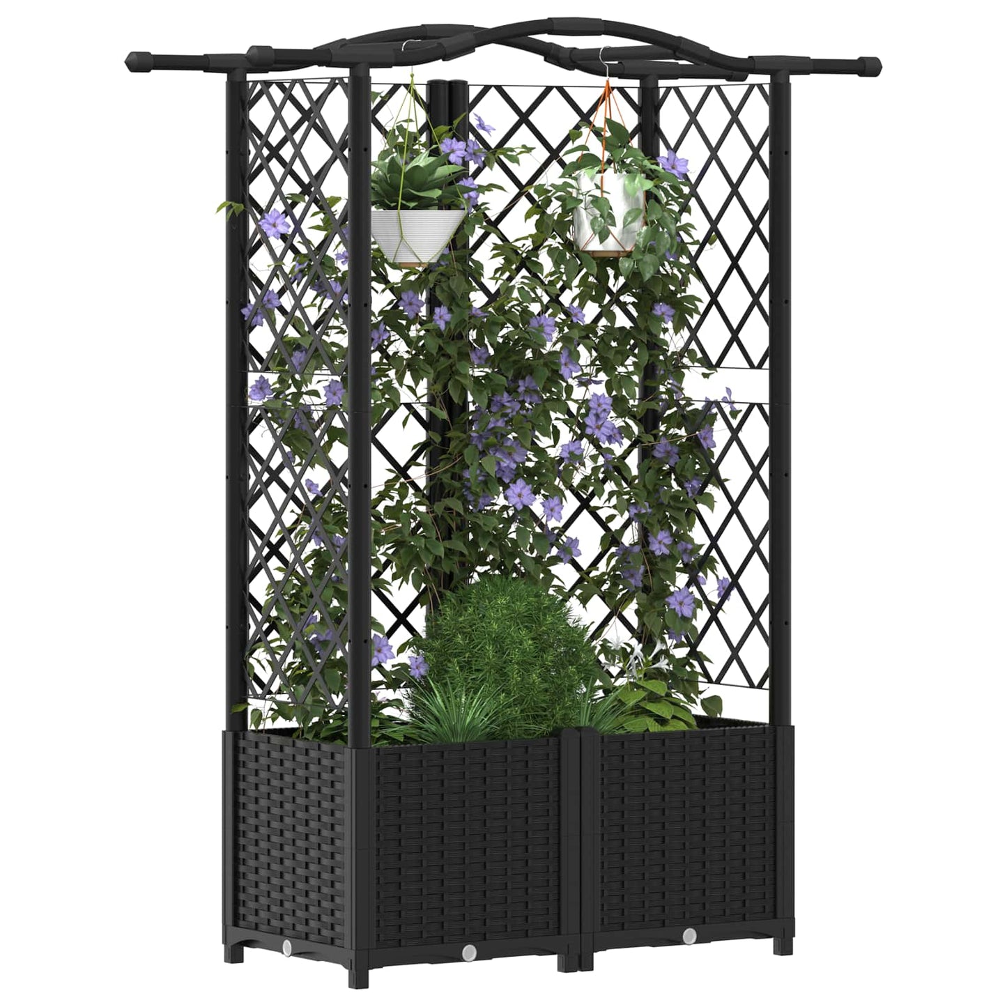 Hochbeet mit Rankgitter und Dach Schwarz 122 x 40 x 141 cm PP