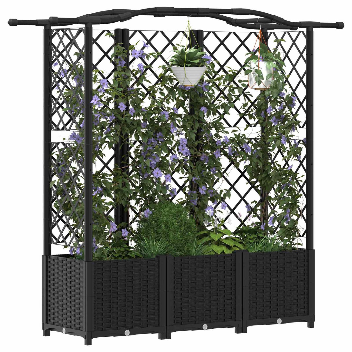 Hochbeet mit Rankgitter und Dach Schwarz 163 x 40 x 141 cm PP
