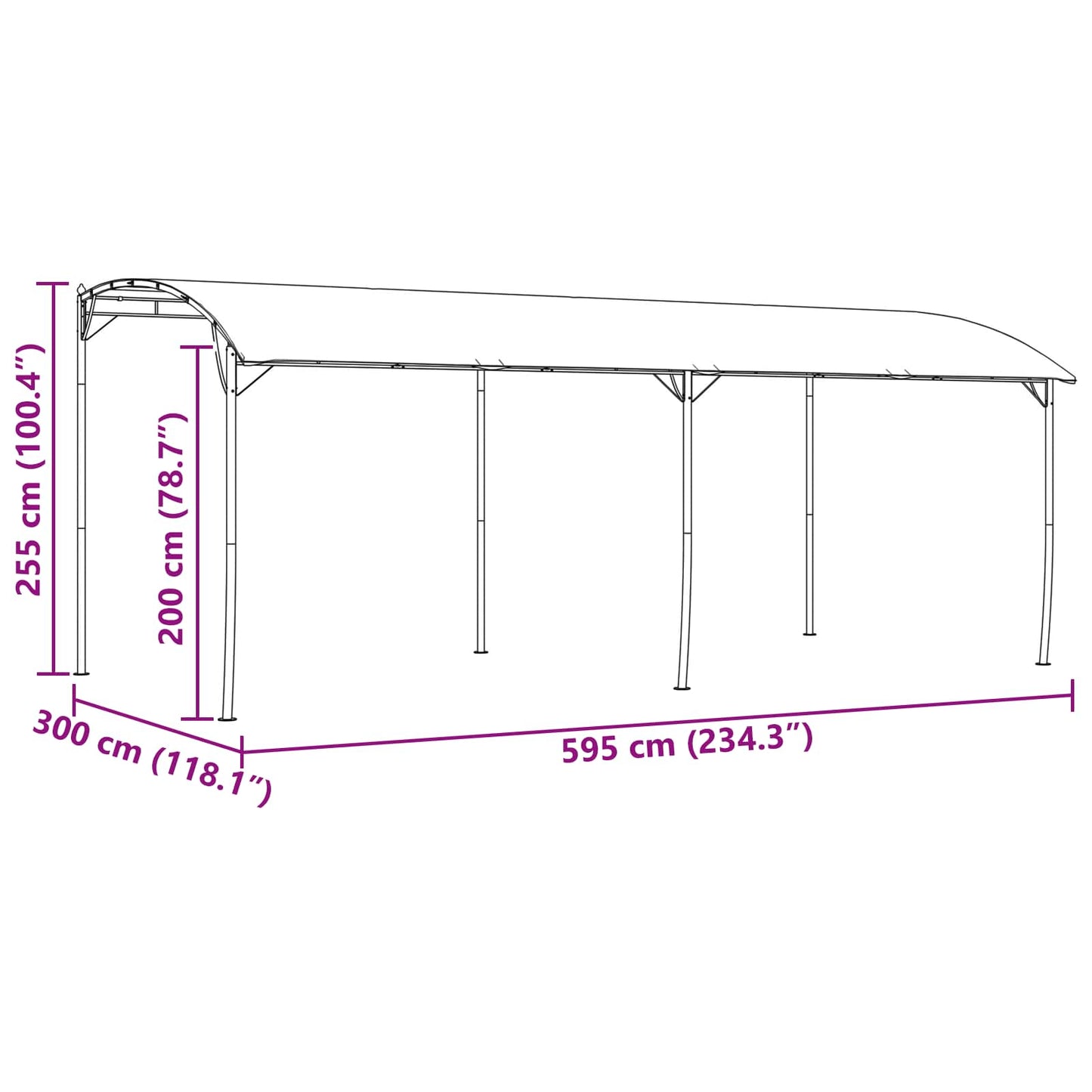 Pavillon 6 x 3 x 2,55 m Grün Stoff und Aluminium 180
