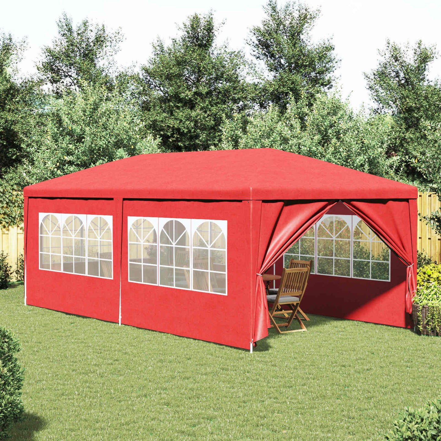 Party-Zelt 600 x 300 x 255 cm Rot PE und Stahl