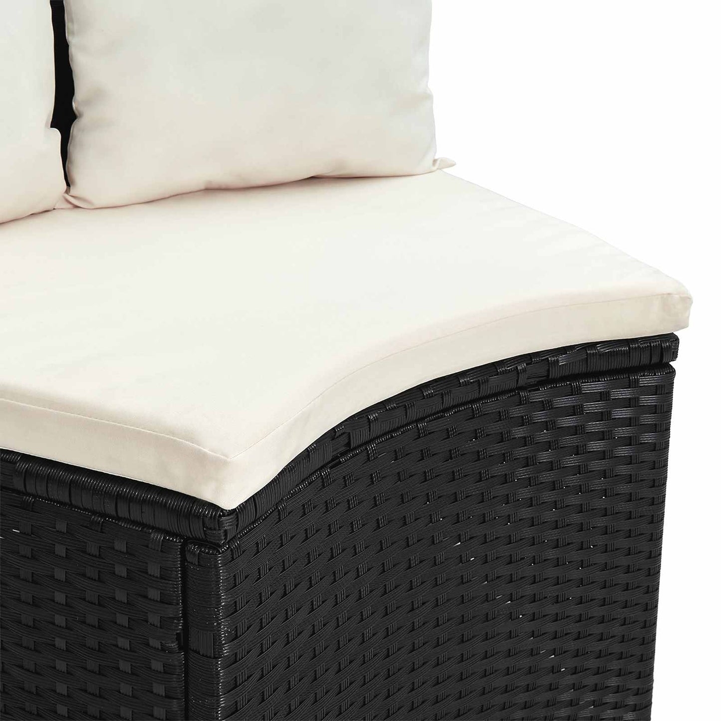 Sofa Set 2 pcs Schwarz Massives Akazienholz und Poly Rattan