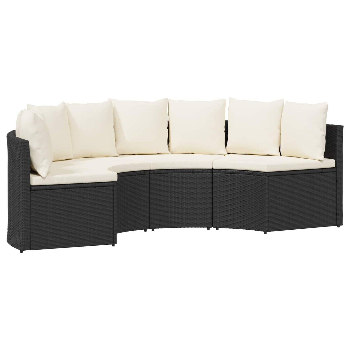 Sofa Set 2 pcs Schwarz Massives Akazienholz und Poly Rattan