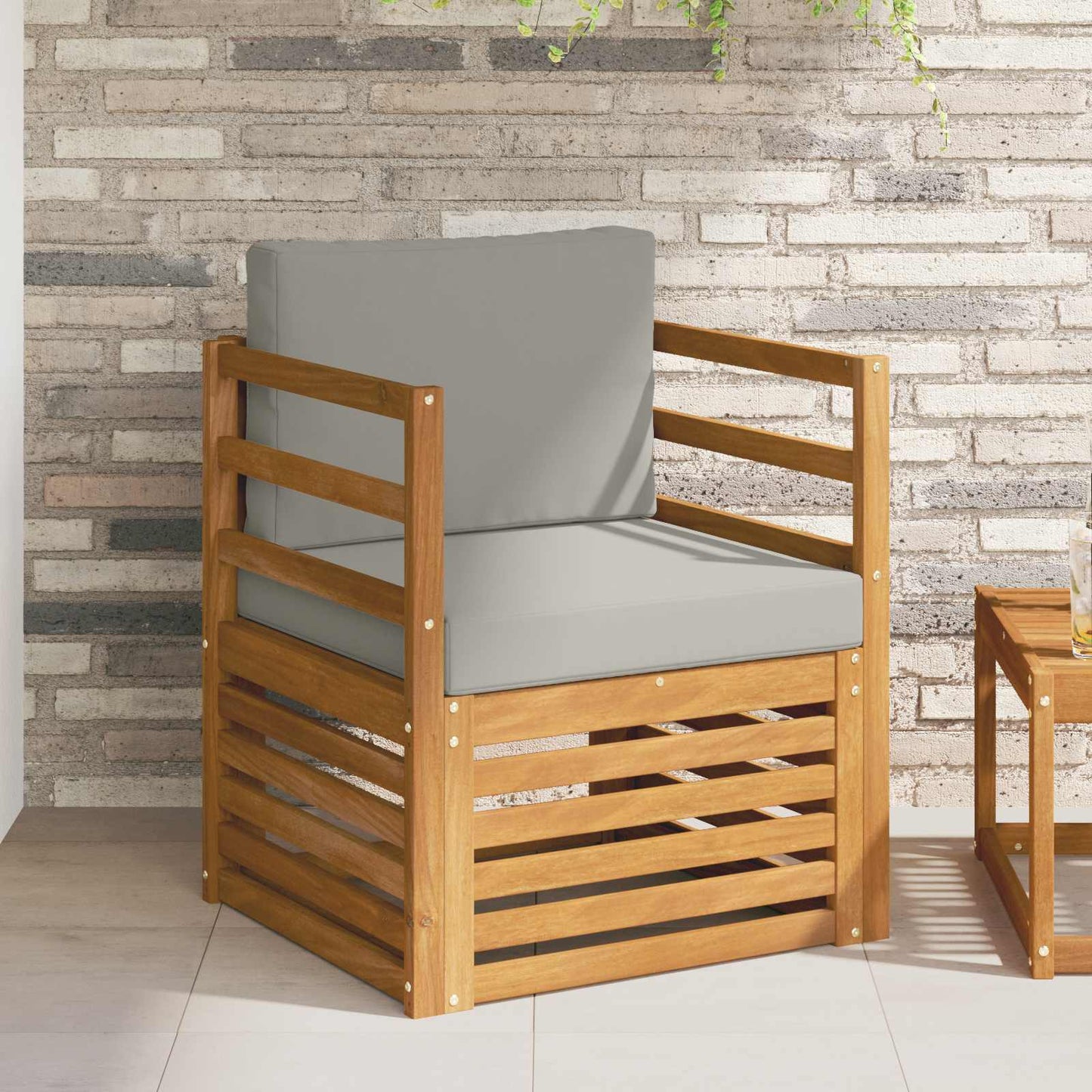 Outdoor-Sofa Massives Akazienholz und Polyester Natur