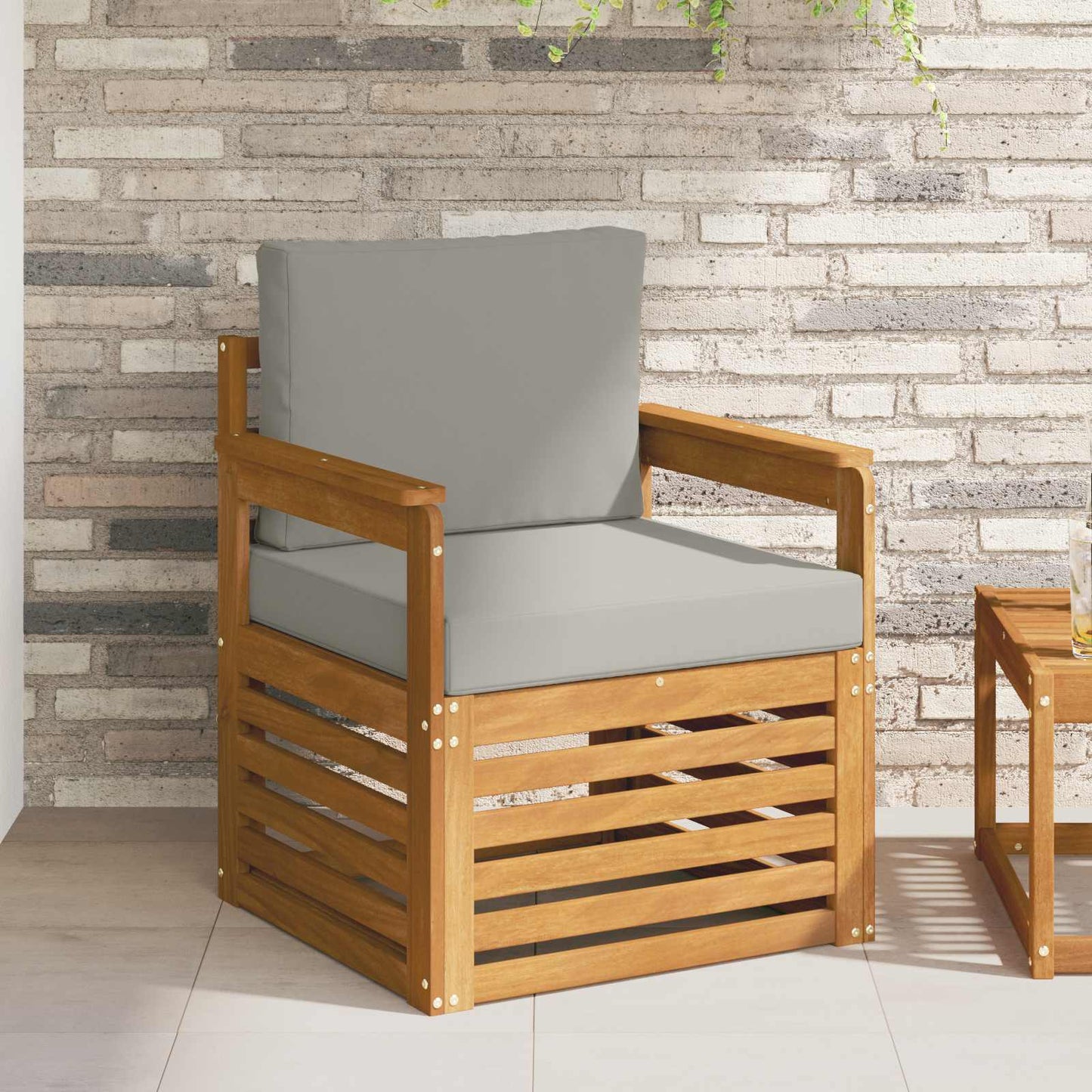 Outdoor-Sofa Massives Akazienholz und Polyester Natur