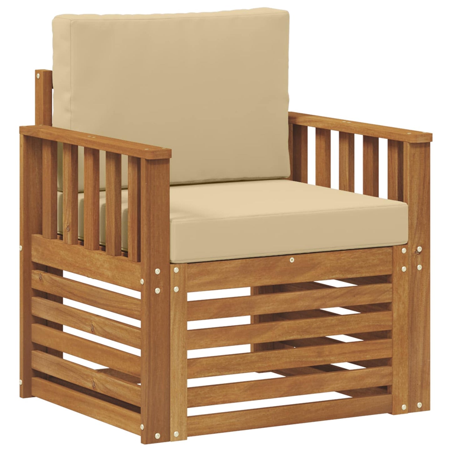 Outdoor-Sofa Massives Akazienholz und Polyester Natur