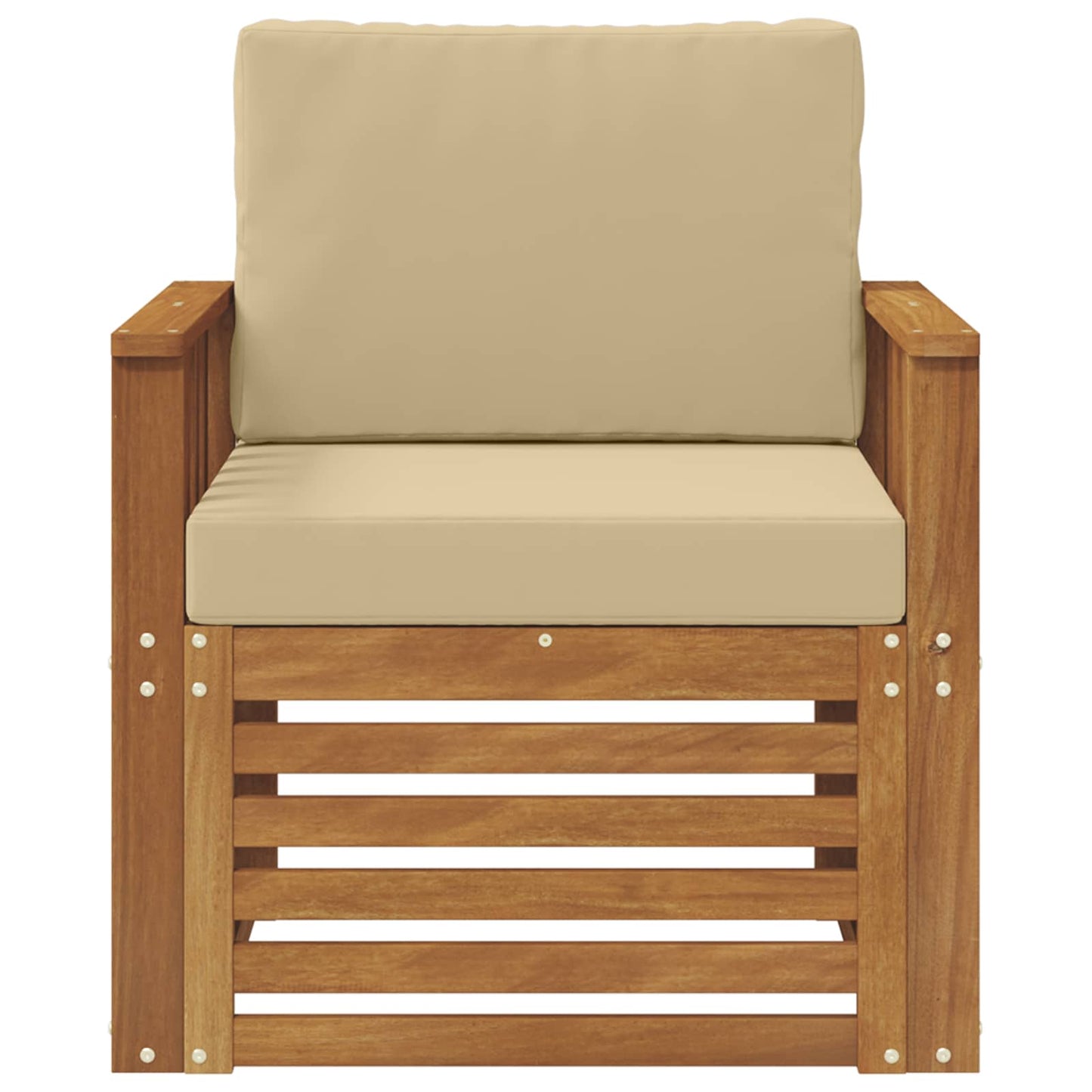 Outdoor-Sofa Massives Akazienholz und Polyester Natur