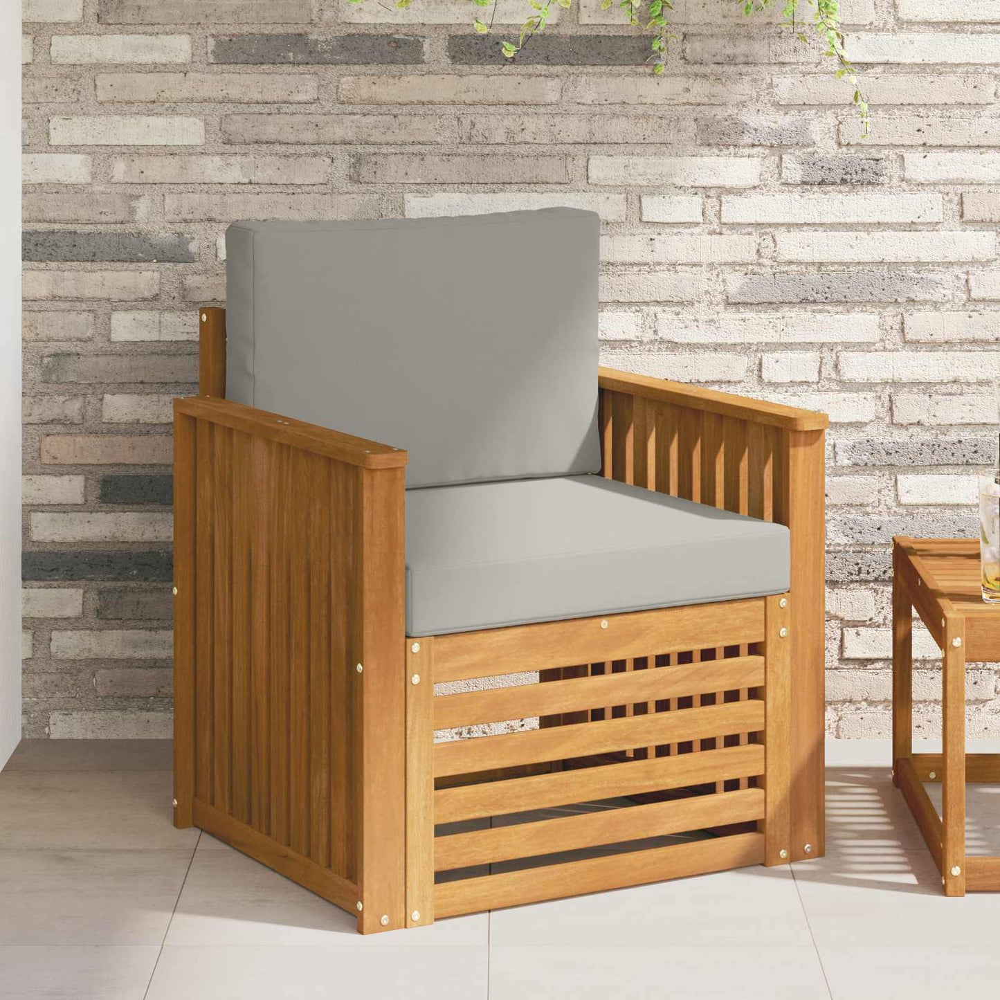 Outdoor-Sofa Massives Akazienholz und Polyester Natur