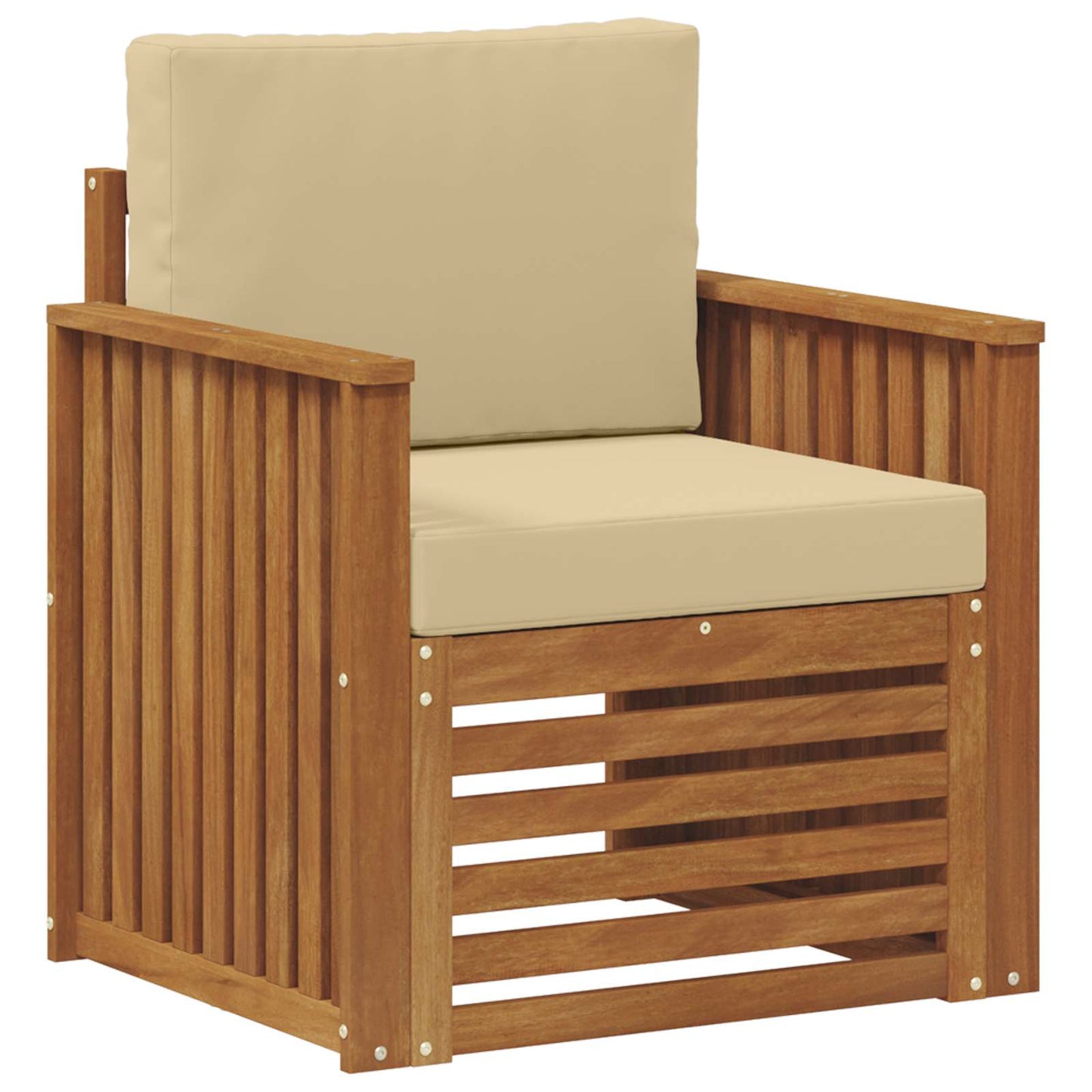 Outdoor-Sofa Massives Akazienholz und Polyester Natur