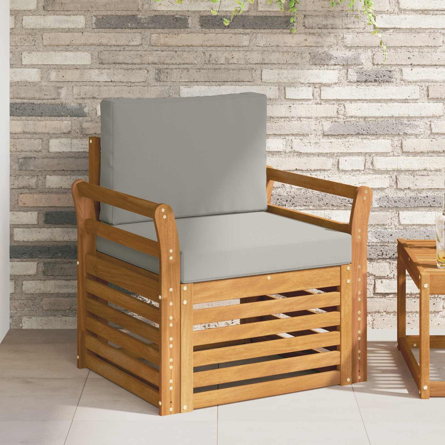 Outdoor-Sofa Massives Akazienholz und Polyester Natur