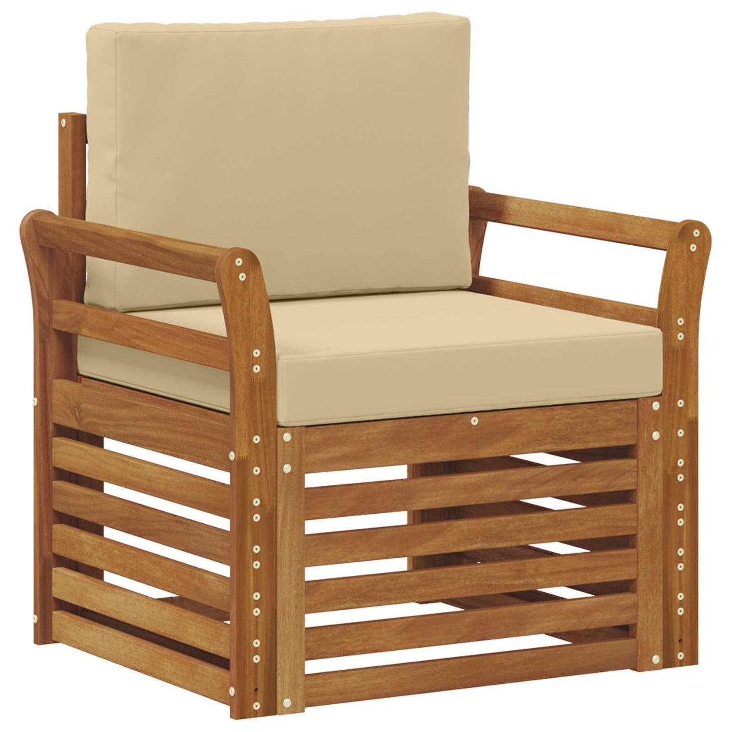 Outdoor-Sofa Massives Akazienholz und Polyester Natur