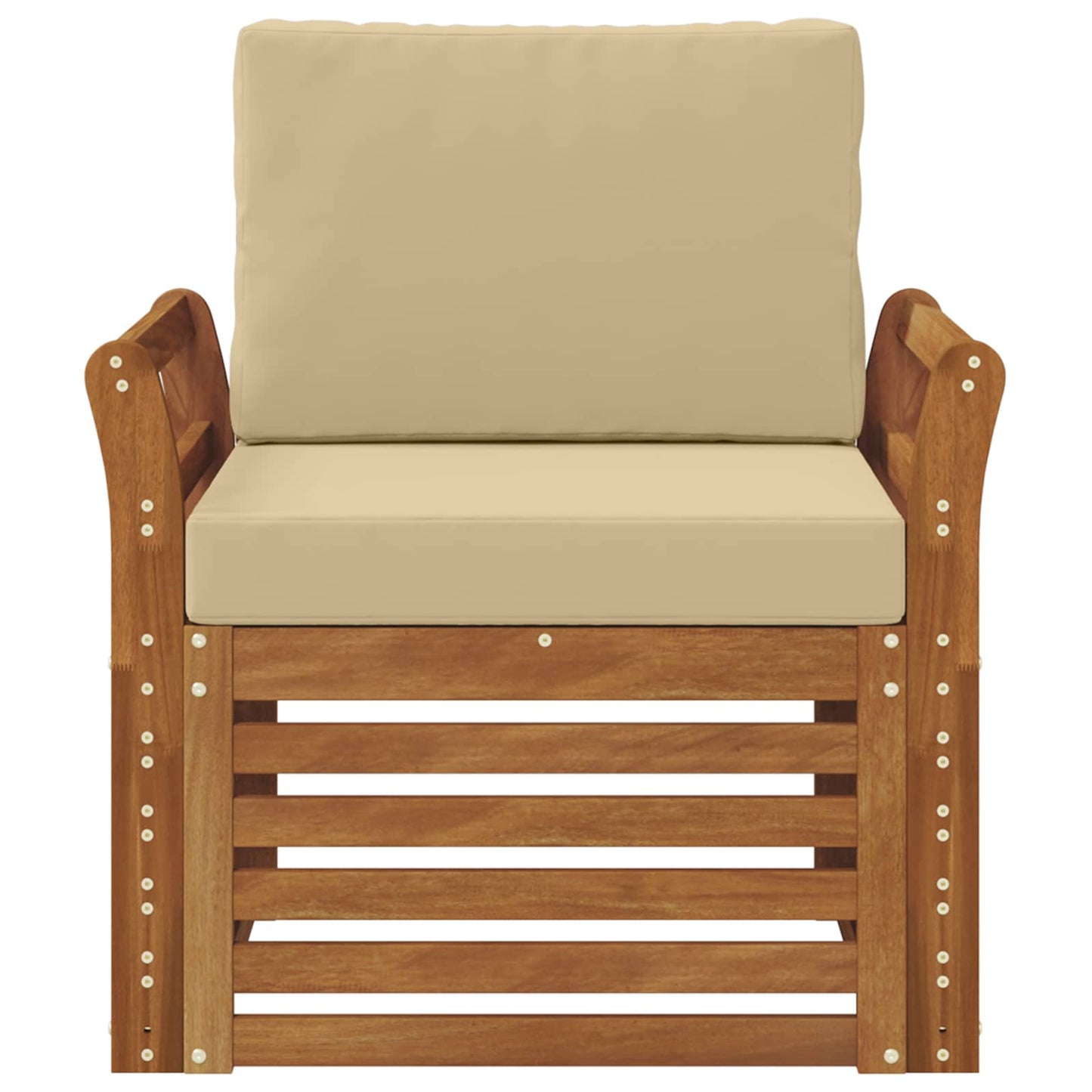 Outdoor-Sofa Massives Akazienholz und Polyester Natur