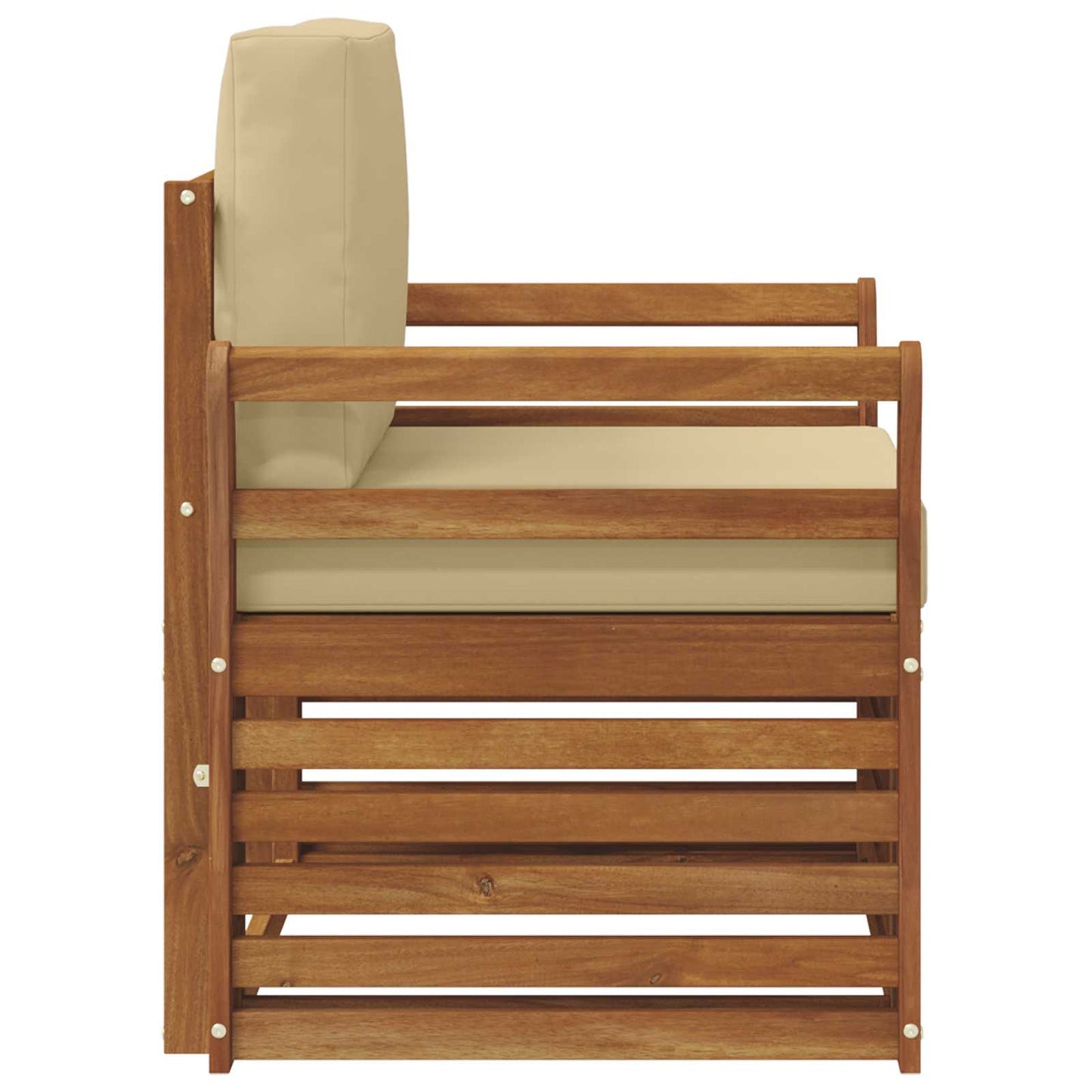 Outdoor-Sofa Massives Akazienholz und Polyester Natur