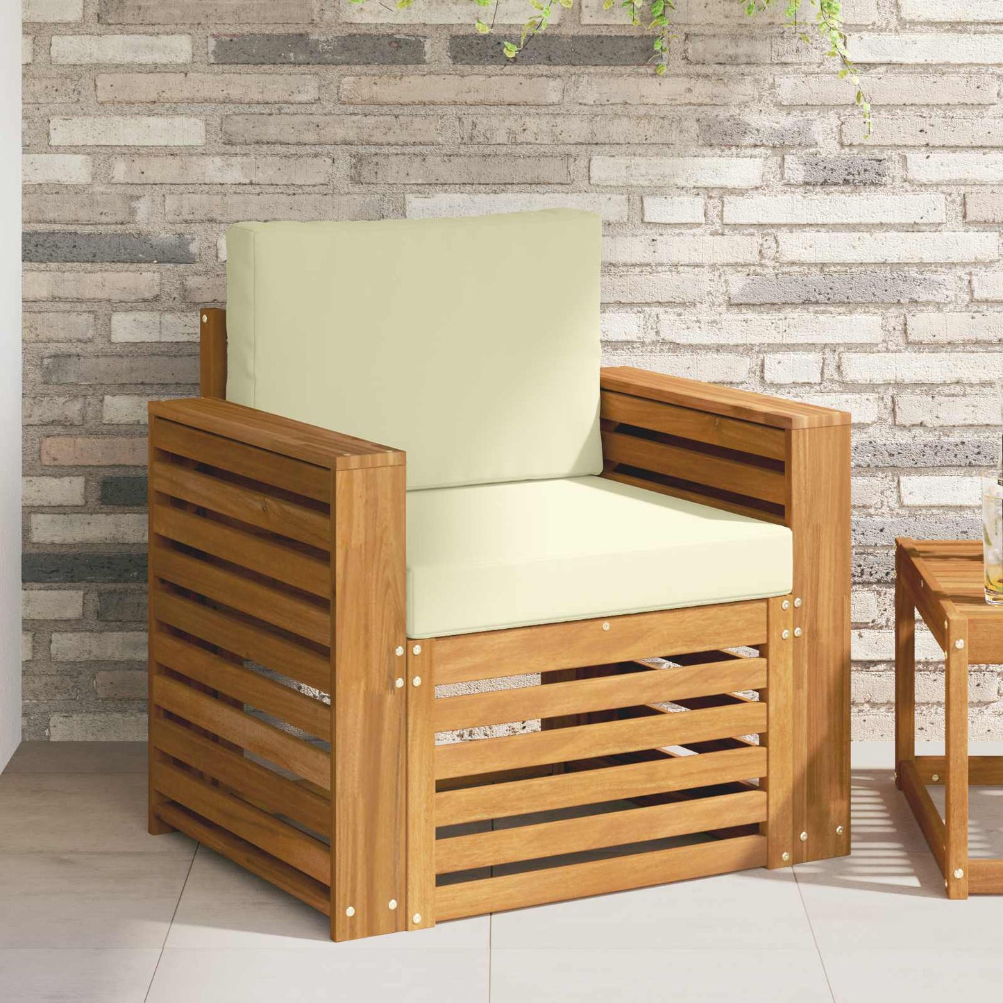 Outdoor-Sofa Massives Akazienholz und Polyester Natur