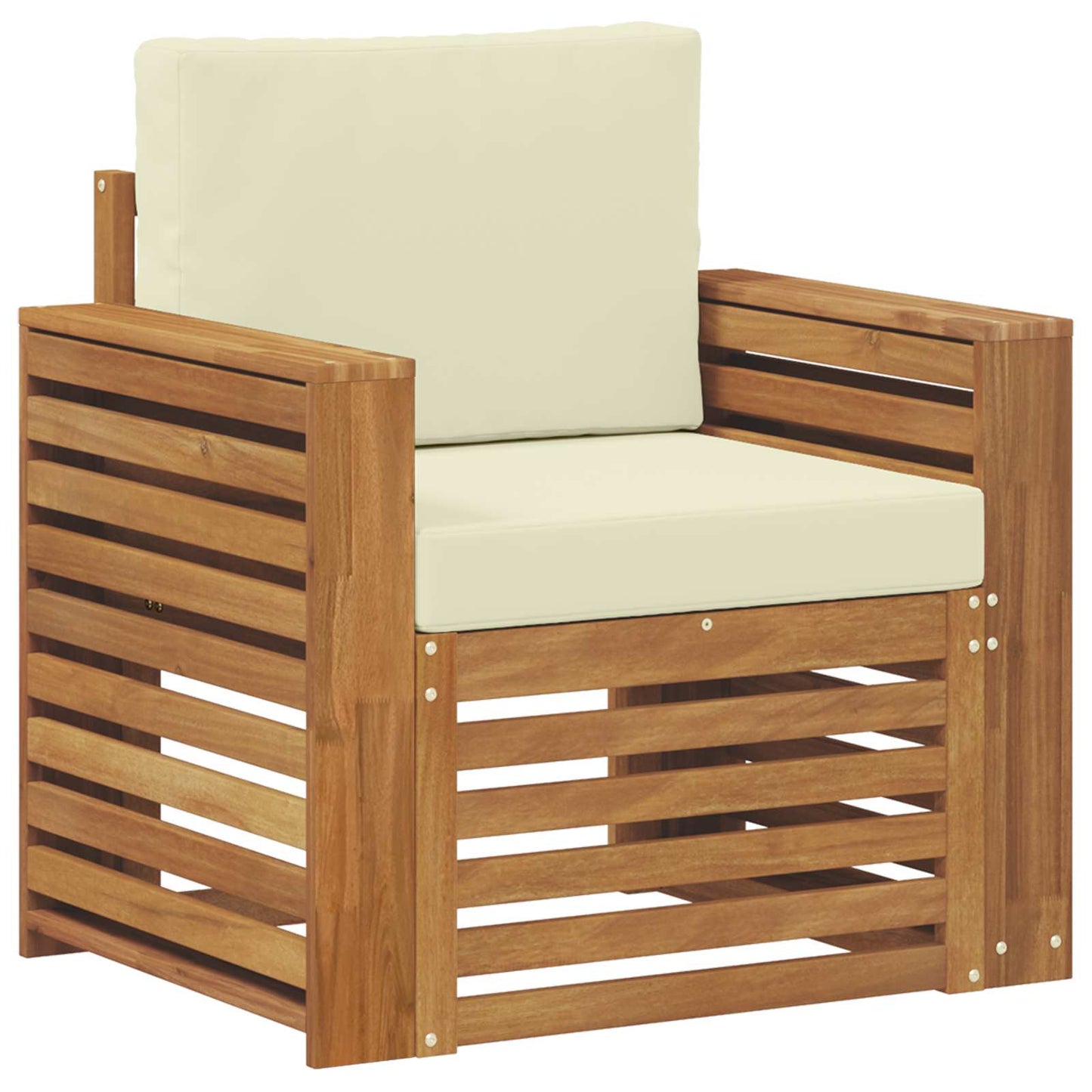 Outdoor-Sofa Massives Akazienholz und Polyester Natur