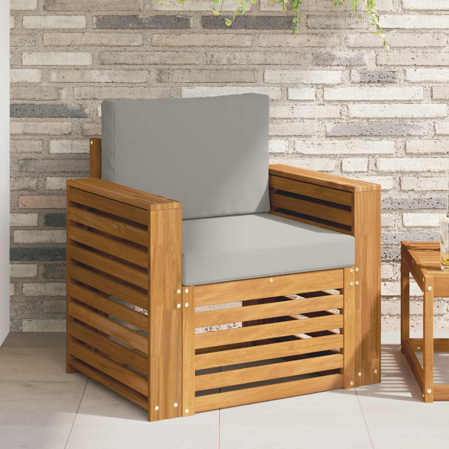 Outdoor-Sofa Massives Akazienholz und Polyester Natur