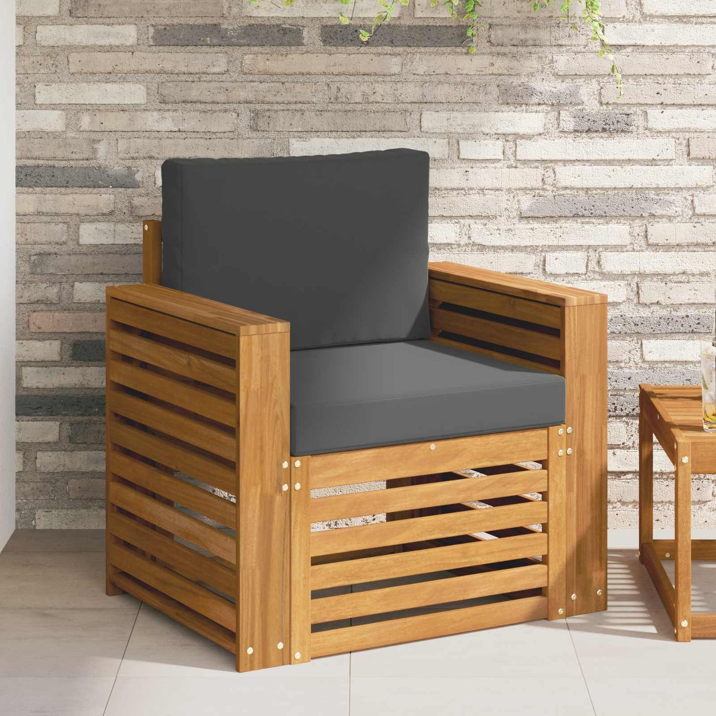 Outdoor-Sofa Massives Akazienholz und Polyester Natur