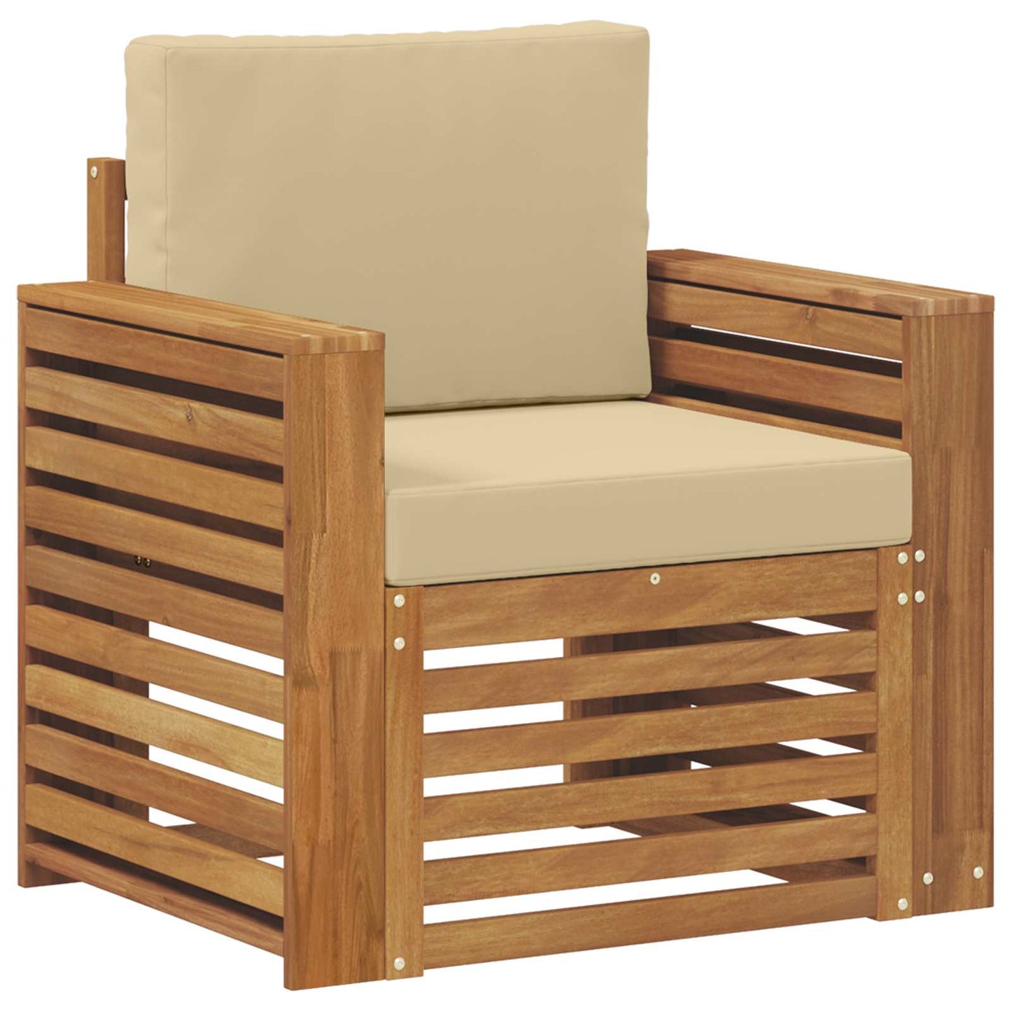 Outdoor-Sofa Massives Akazienholz und Polyester Natur