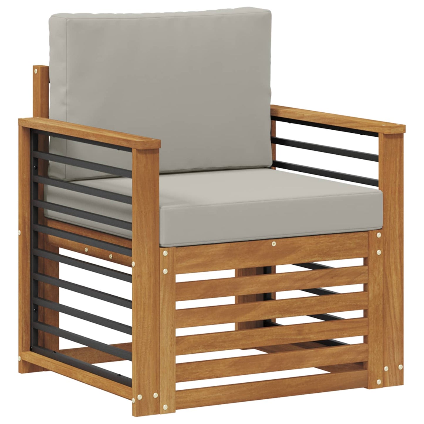 Outdoor-Sofa Massives Akazienholz und Polyester Natur