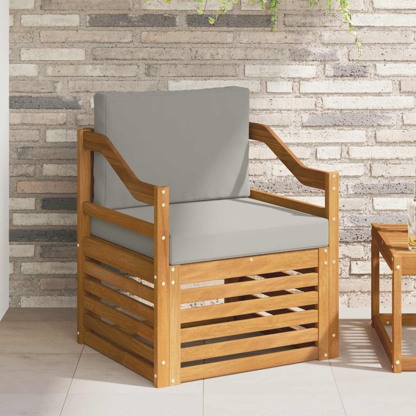 Outdoor-Sofa Massives Akazienholz und Polyester Natur