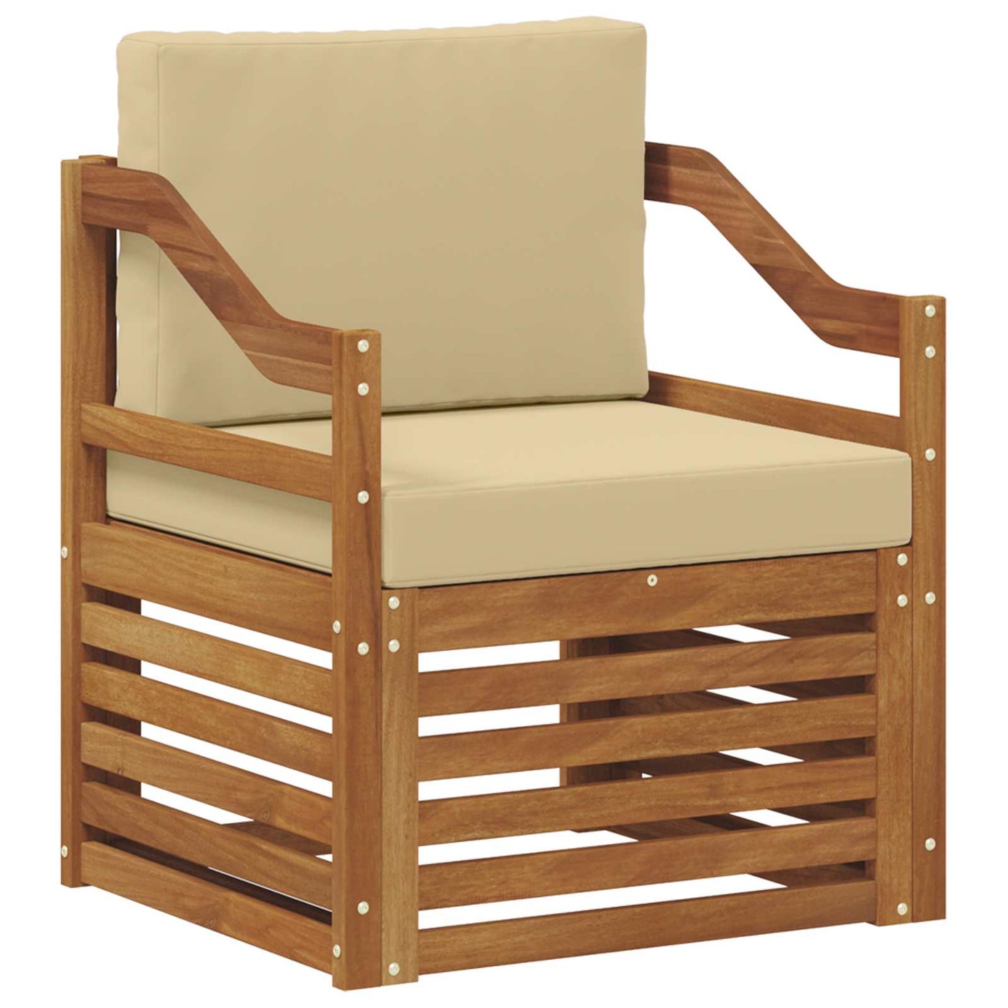 Outdoor-Sofa Massives Akazienholz und Polyester Natur