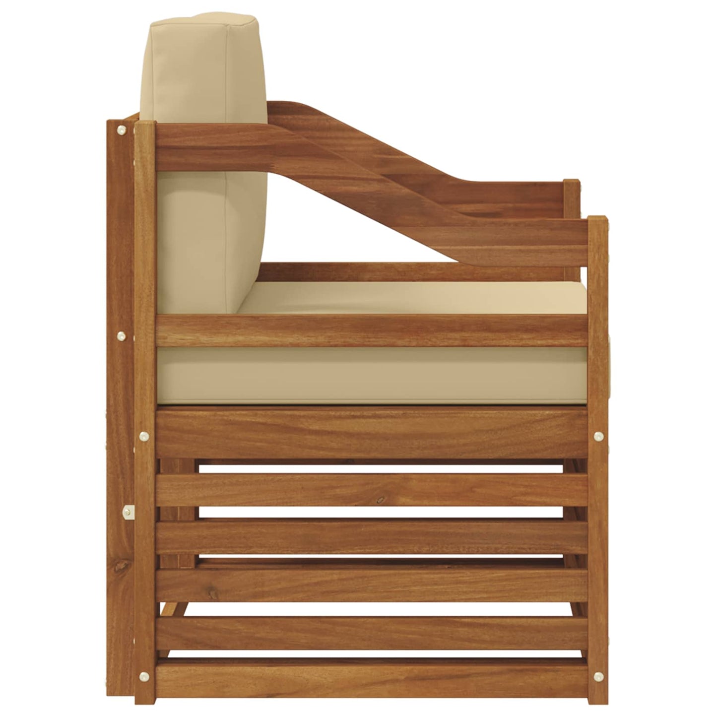 Outdoor-Sofa Massives Akazienholz und Polyester Natur