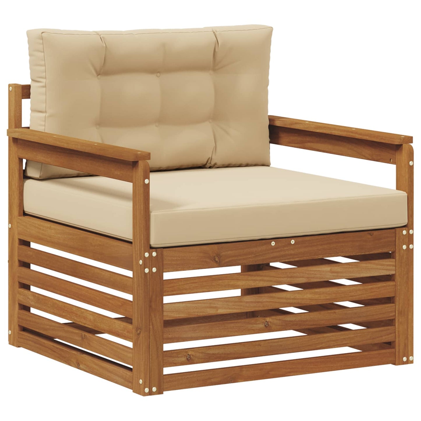 Outdoor-Sofa Massives Akazienholz und Polyester Natur und Beige