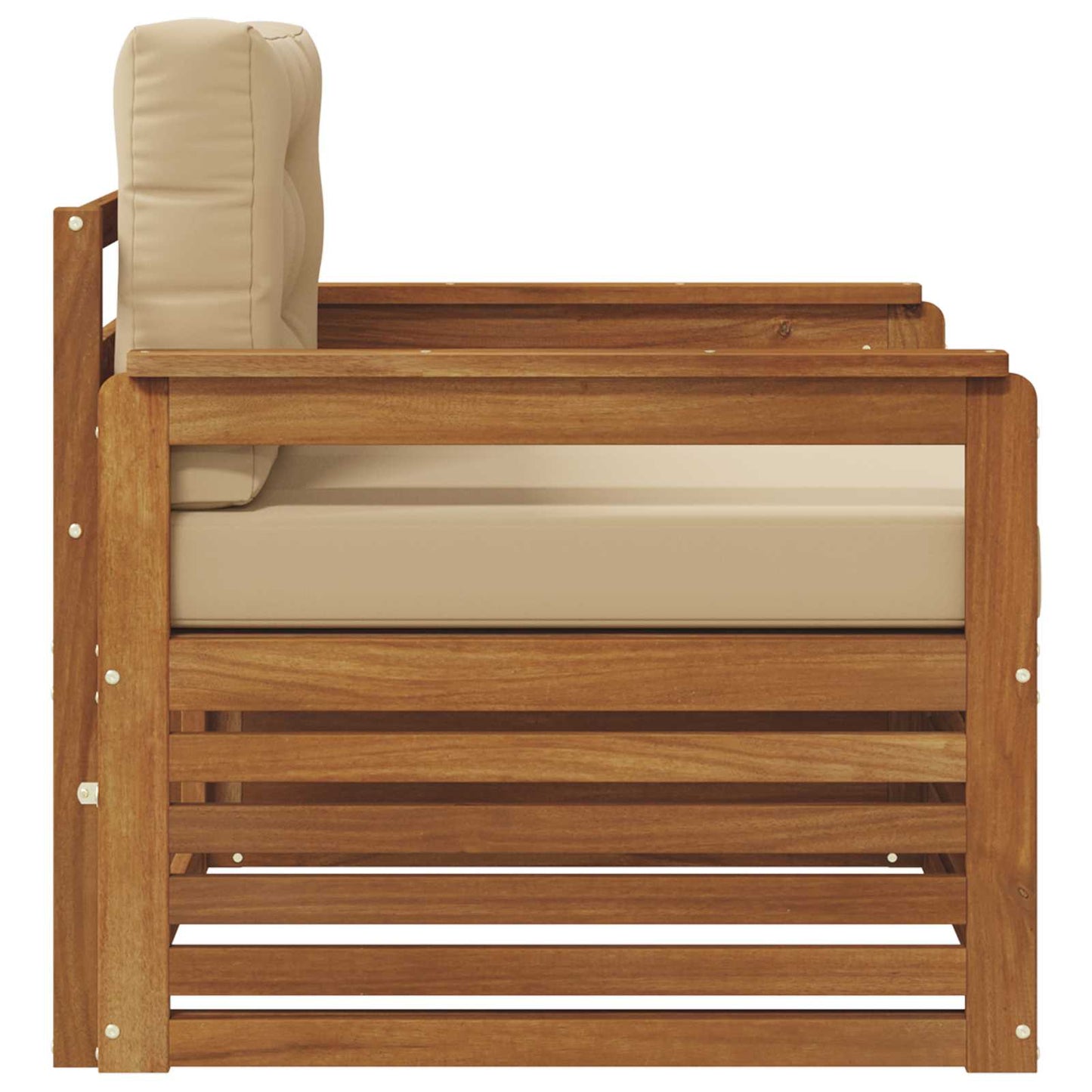 Outdoor-Sofa Massives Akazienholz und Polyester Natur und Beige
