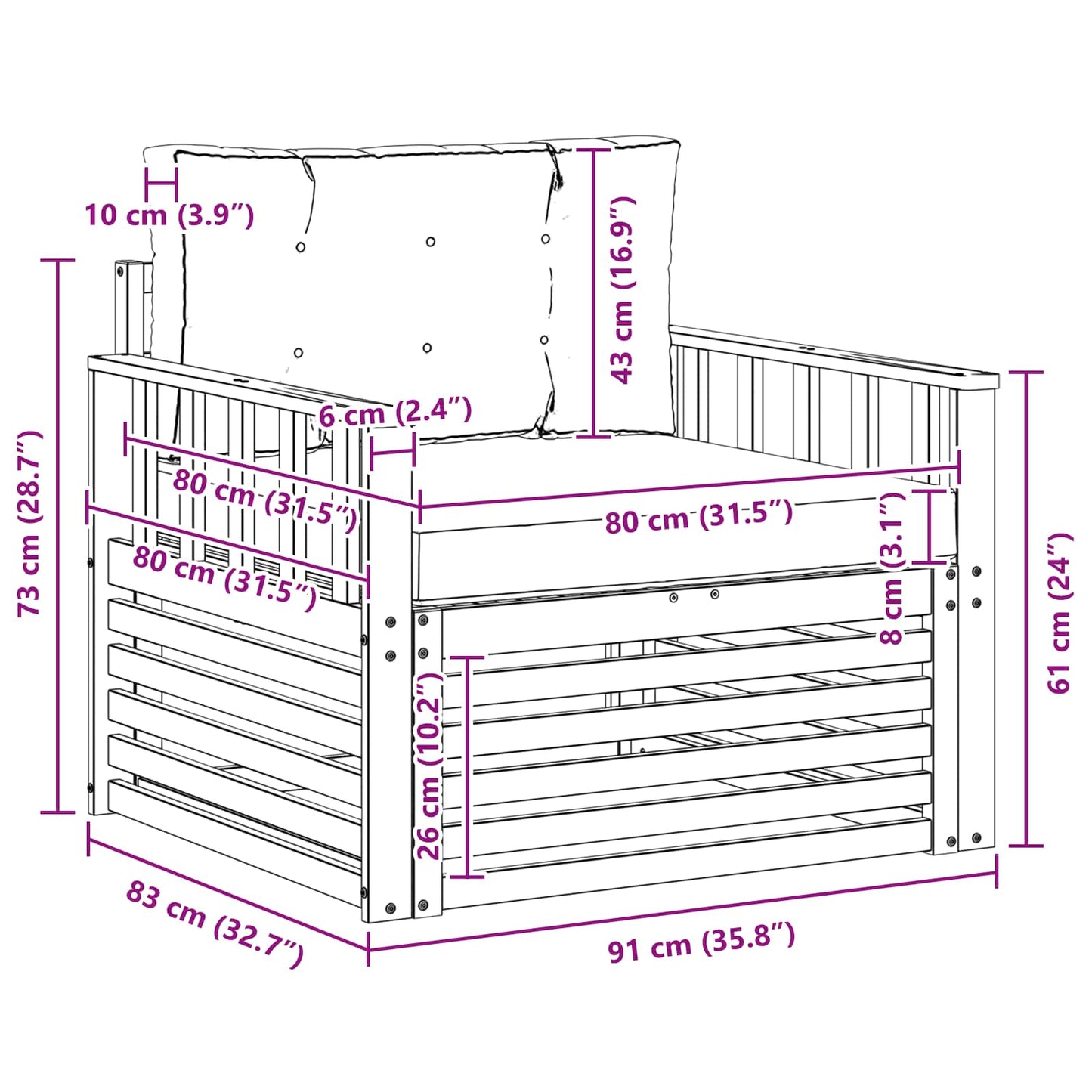 Outdoor-Sofa Massives Akazienholz und Polyester
