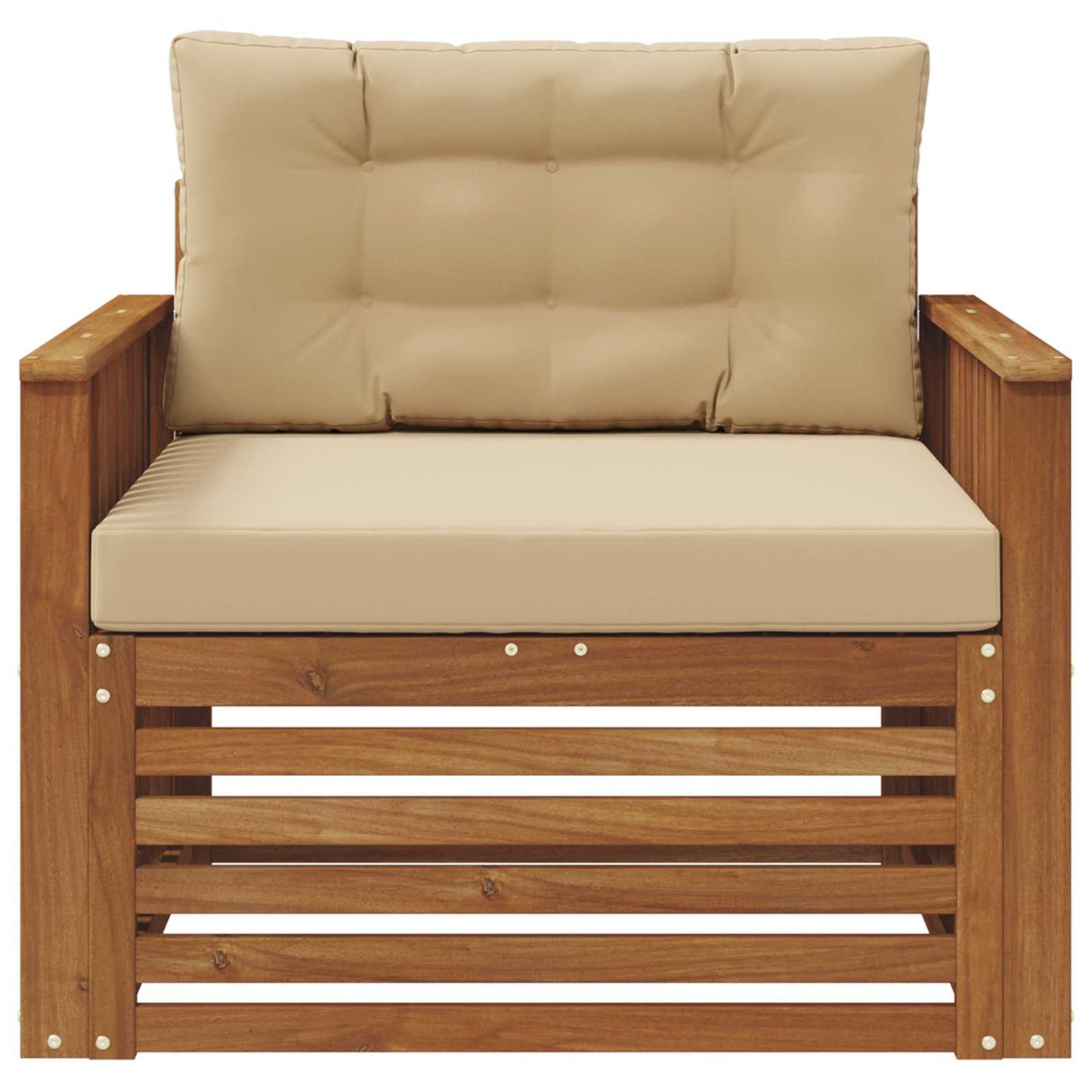 Outdoor-Sofa Massives Akazienholz und Polyester Natur und Beige