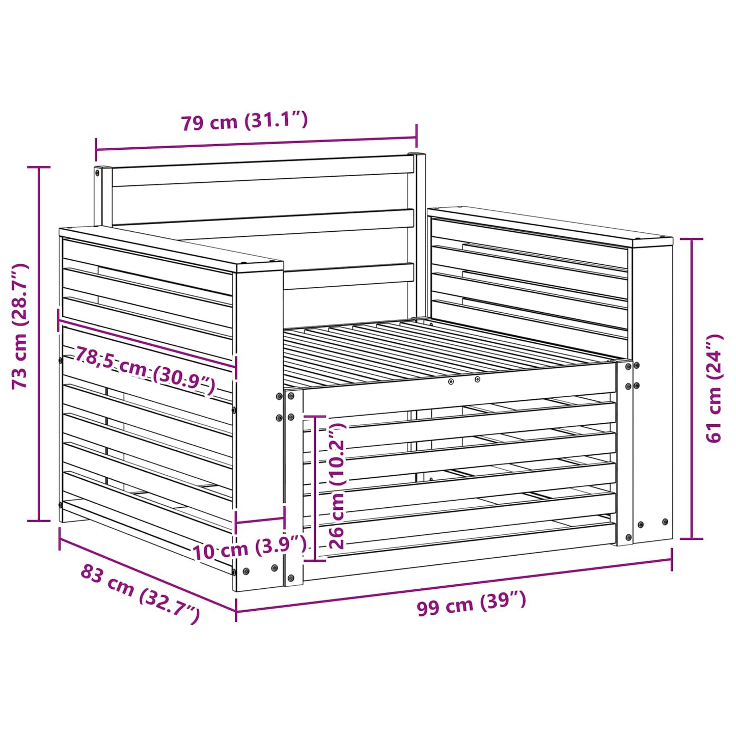 2 Stück Outdoor-Sofa Natur
