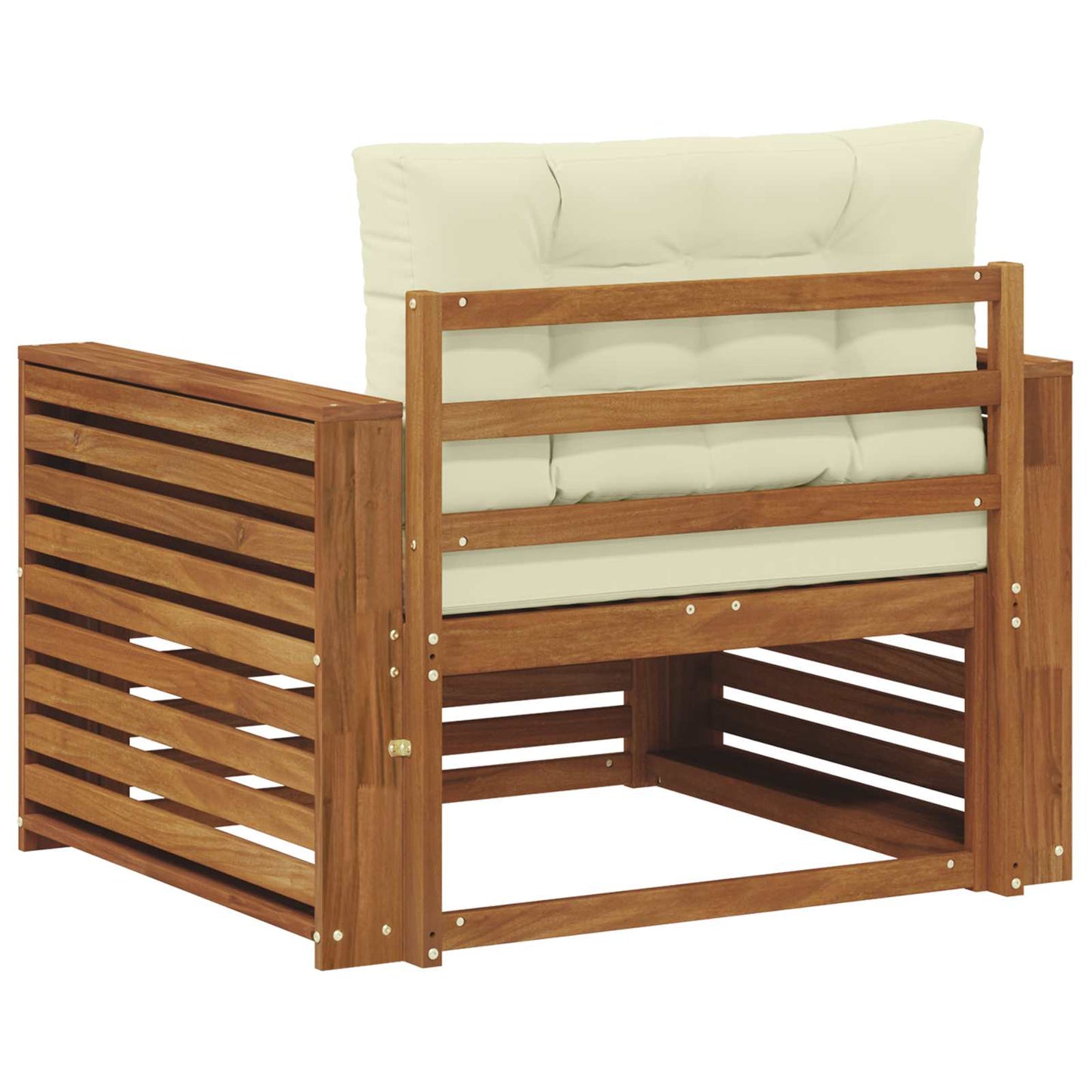 Outdoor-Sofa Massives Akazienholz und Polyester Natur und Creme