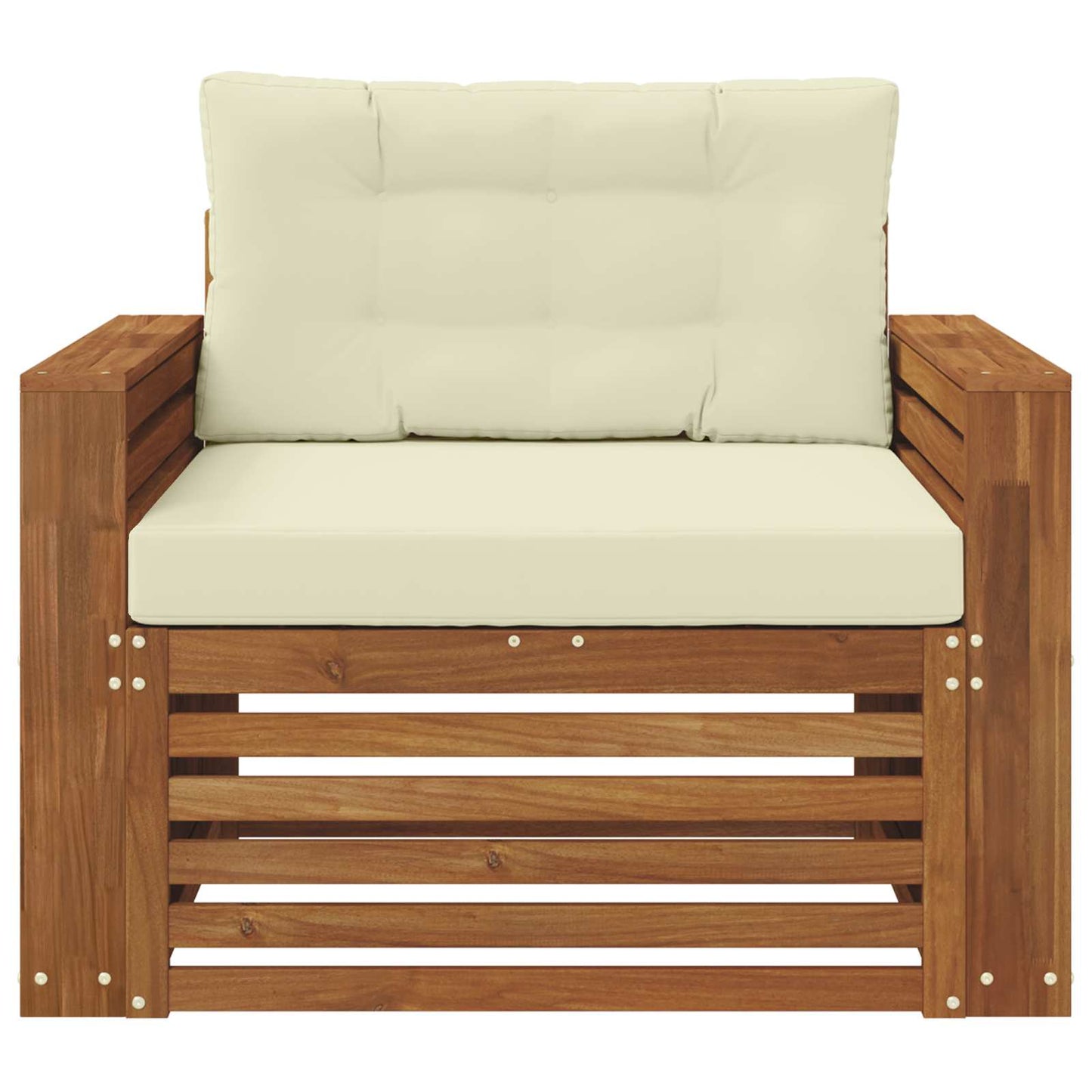 Outdoor-Sofa Massives Akazienholz und Polyester Natur und Creme