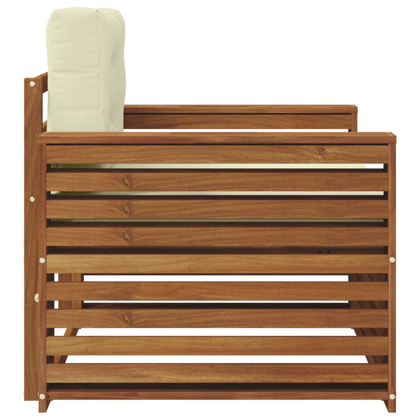 Outdoor-Sofa Massives Akazienholz und Polyester Natur und Creme