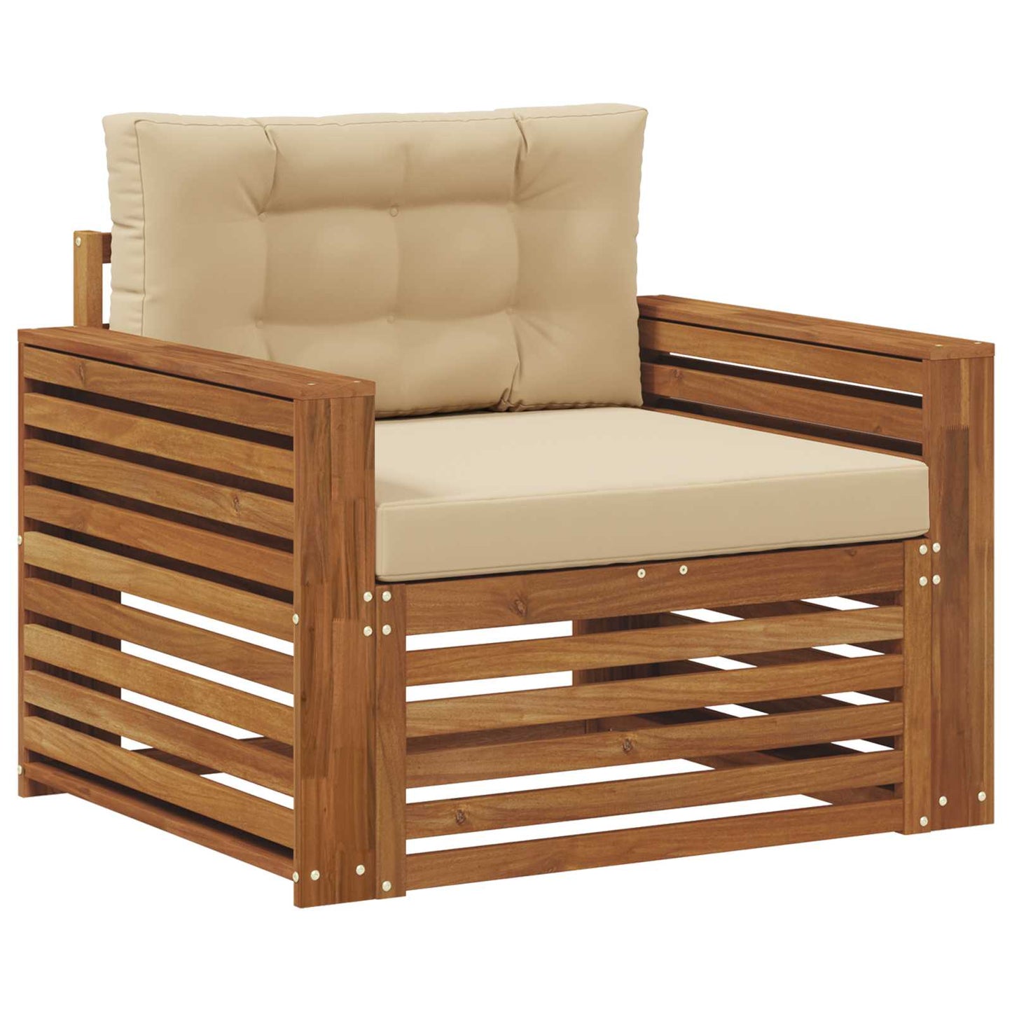 Outdoor-Sofa Massives Akazienholz und Polyester Natur und Beige