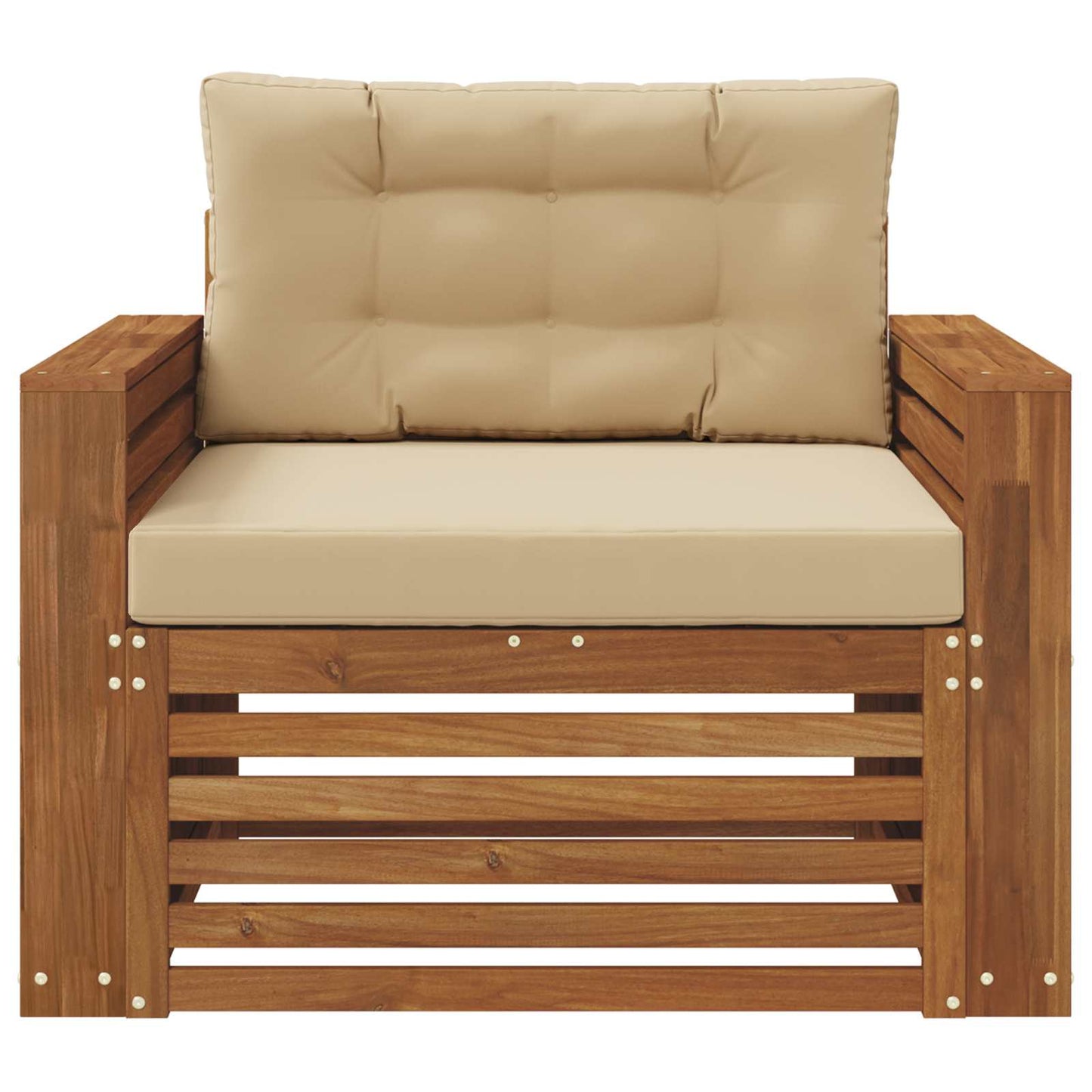 Outdoor-Sofa Massives Akazienholz und Polyester Natur und Beige
