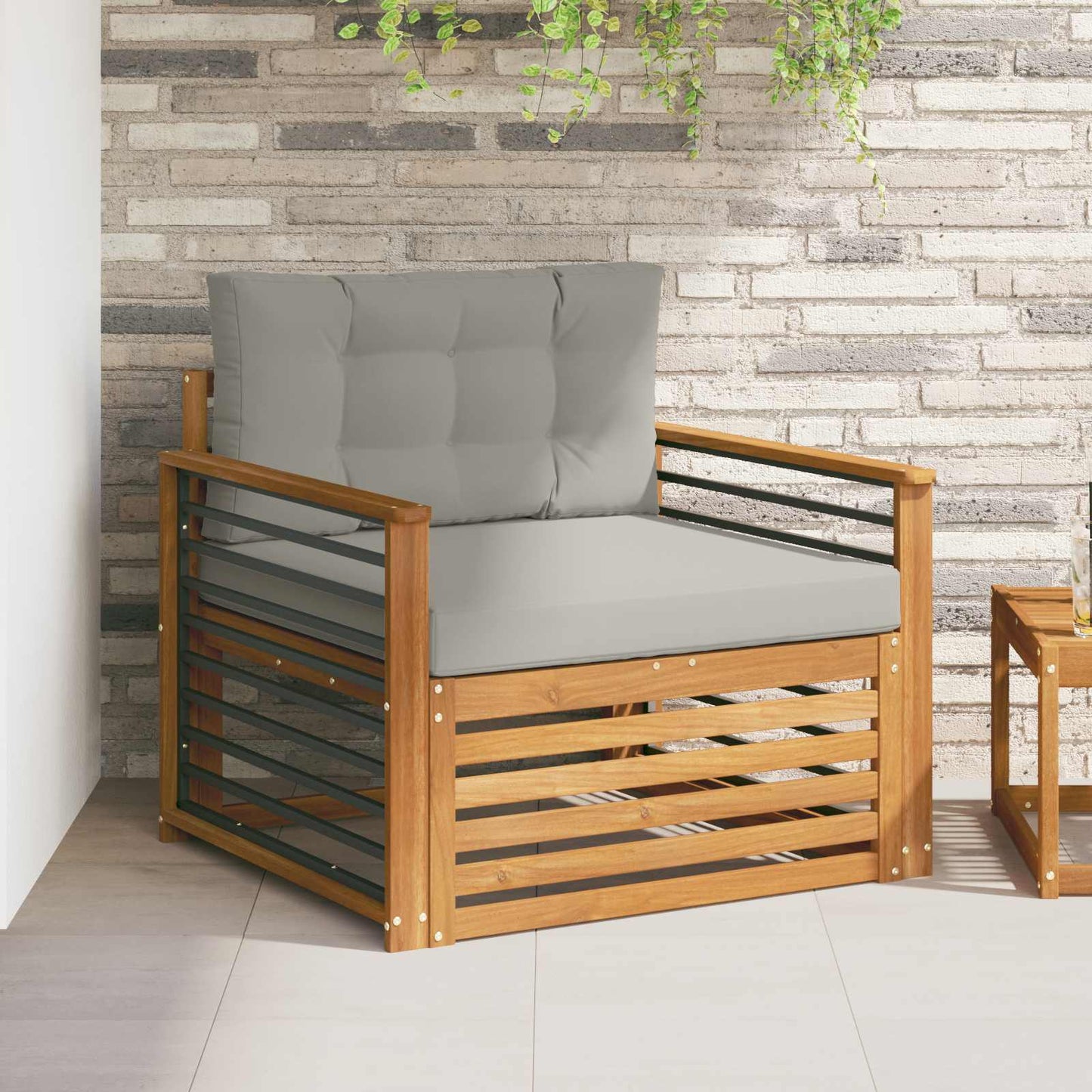 Outdoor-Sofa Massives Akazienholz und Polyester