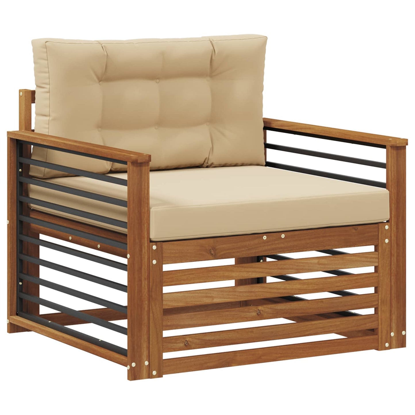 Outdoor-Sofa Massives Akazienholz und Polyester Natur und Beige