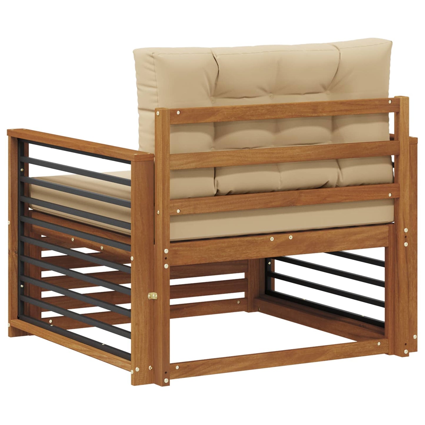 Outdoor-Sofa Massives Akazienholz und Polyester Natur und Beige
