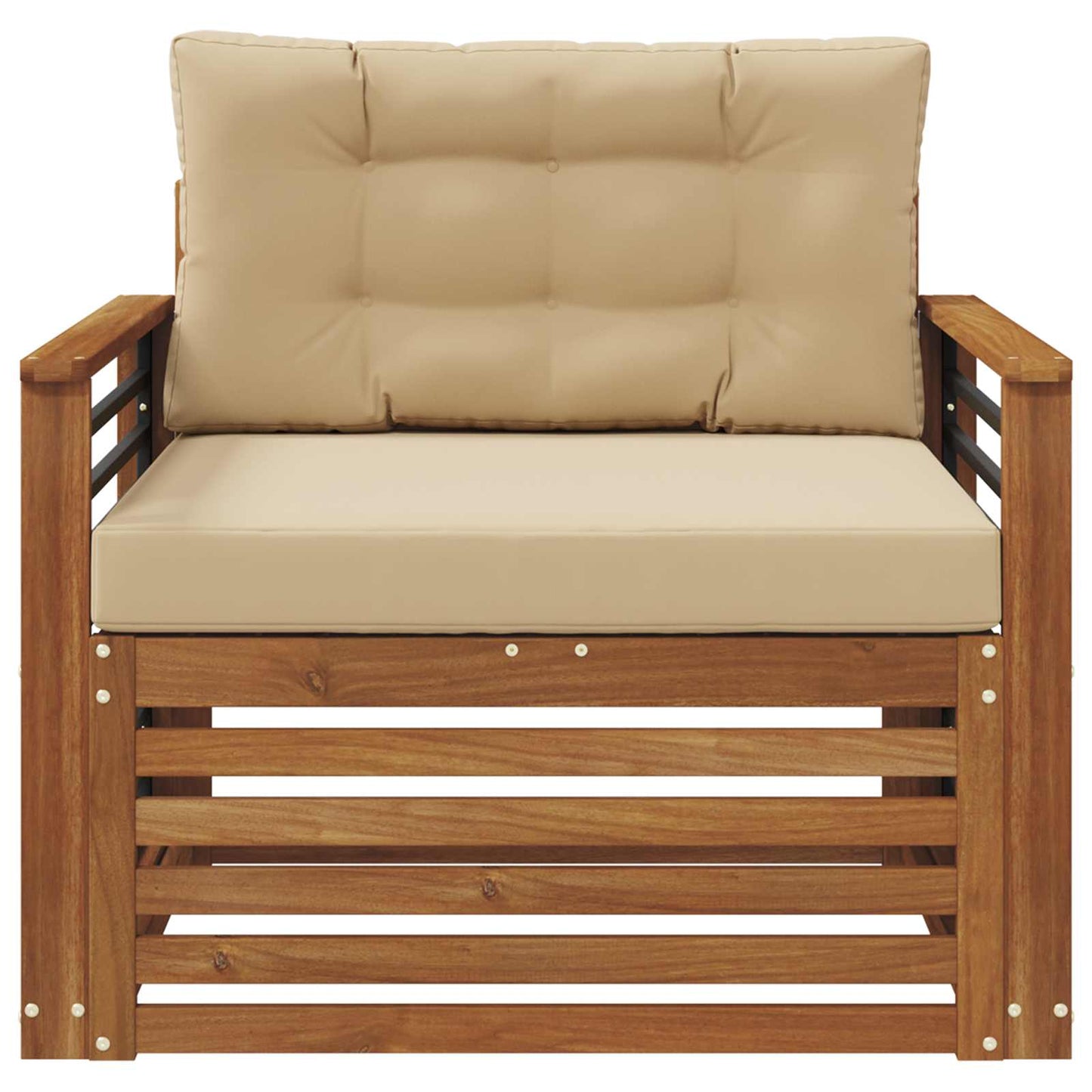 Outdoor-Sofa Massives Akazienholz und Polyester Natur und Beige
