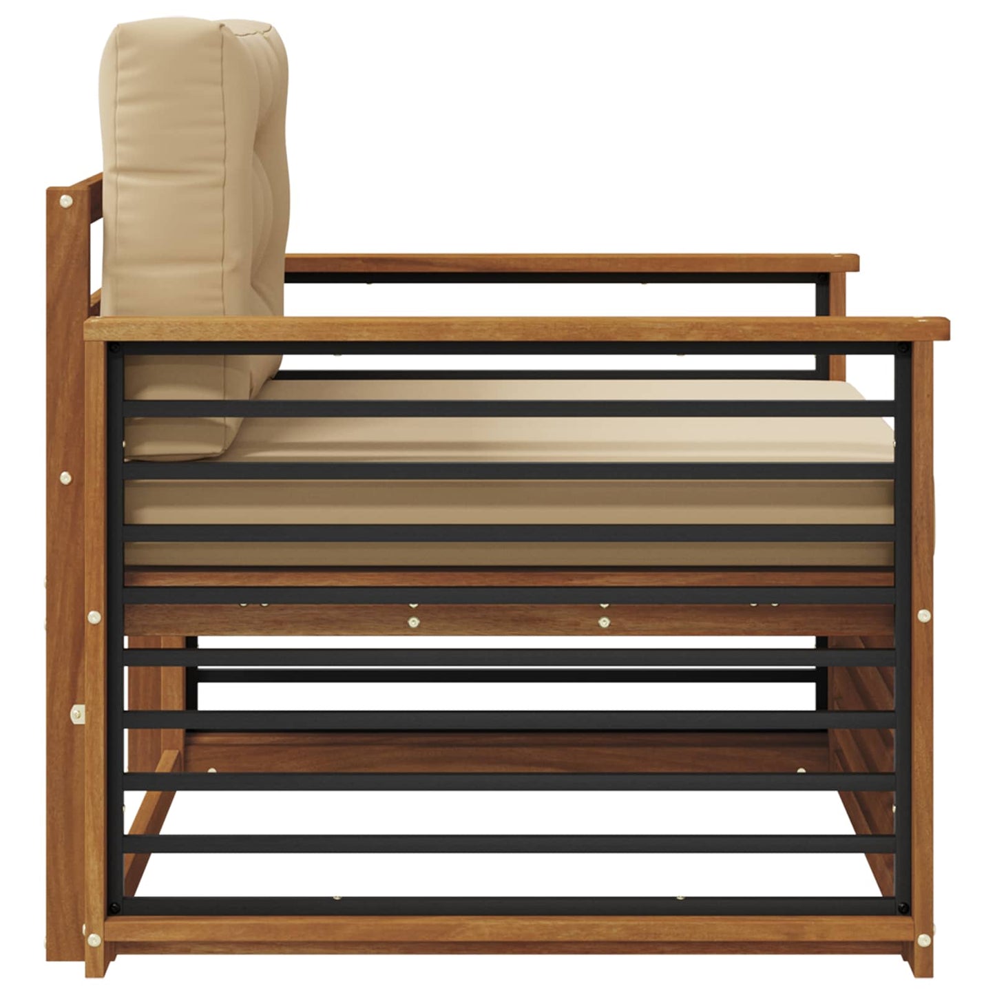 Outdoor-Sofa Massives Akazienholz und Polyester Natur und Beige